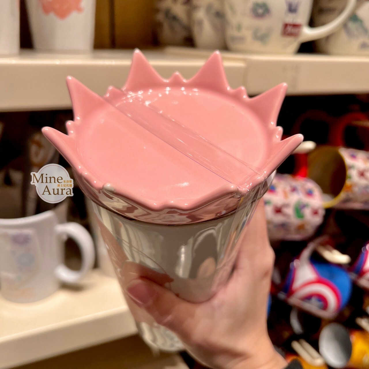 皇冠造型 公主剪影圖案 附蓋 陶瓷 水杯 公主系列 Princess Line -香港迪士尼樂園