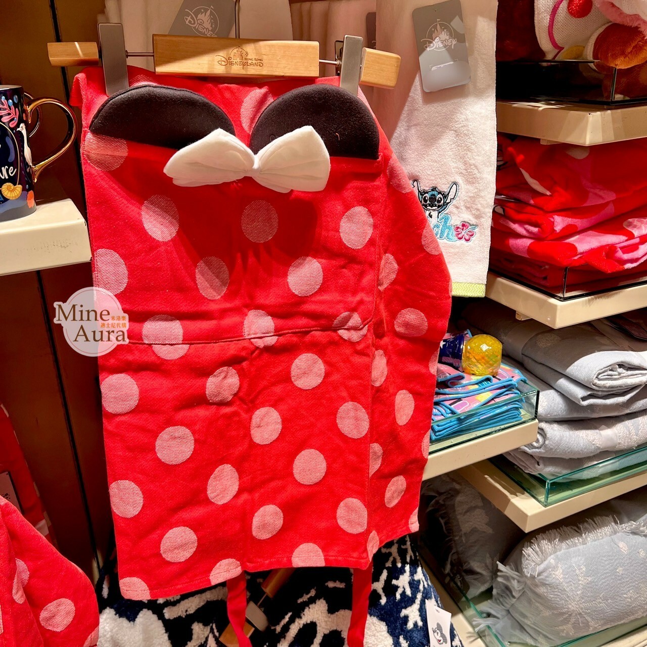 米妮 Minnie 經典紅色白點點 蝴蝶結 造型 圍裙 -香港迪士尼樂園