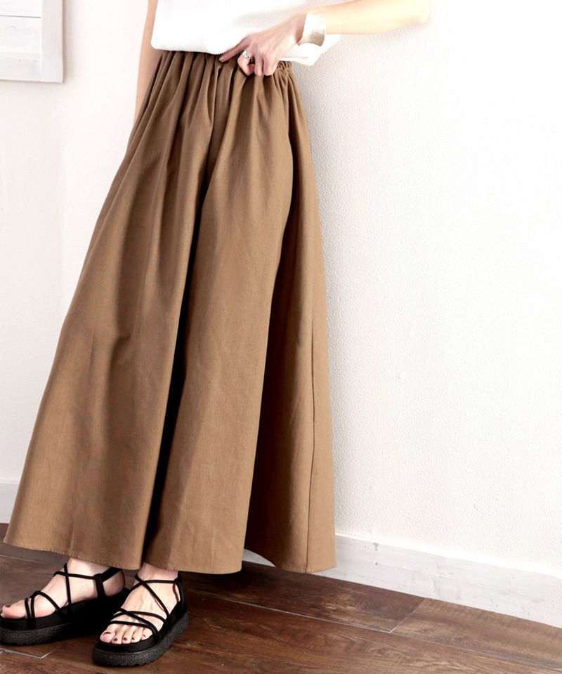 日牌 Classical Elf Relaxed Cotton Linen Flared Skirt