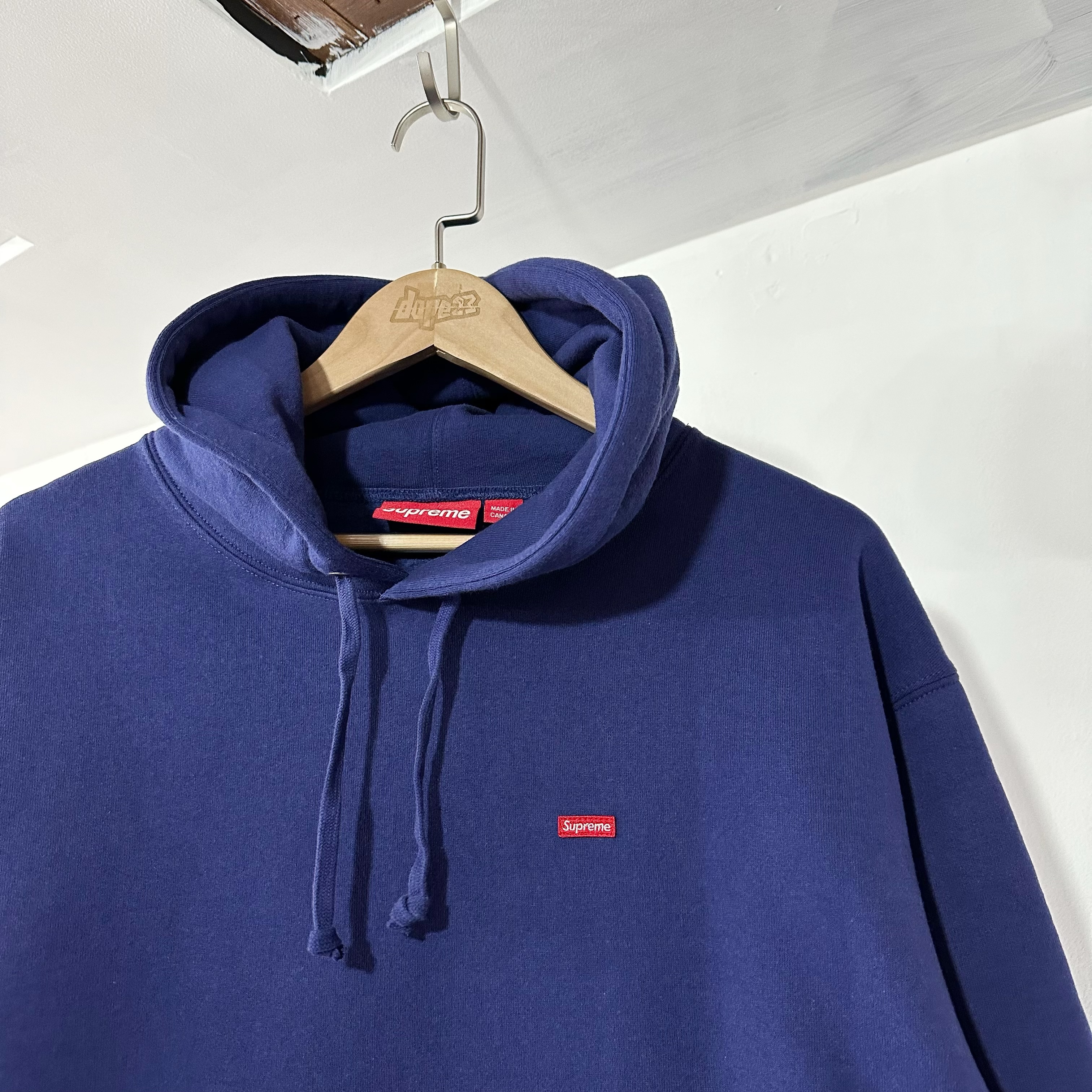 Supreme SS24 Small Box Hoodie SweatShirt Washed Navy