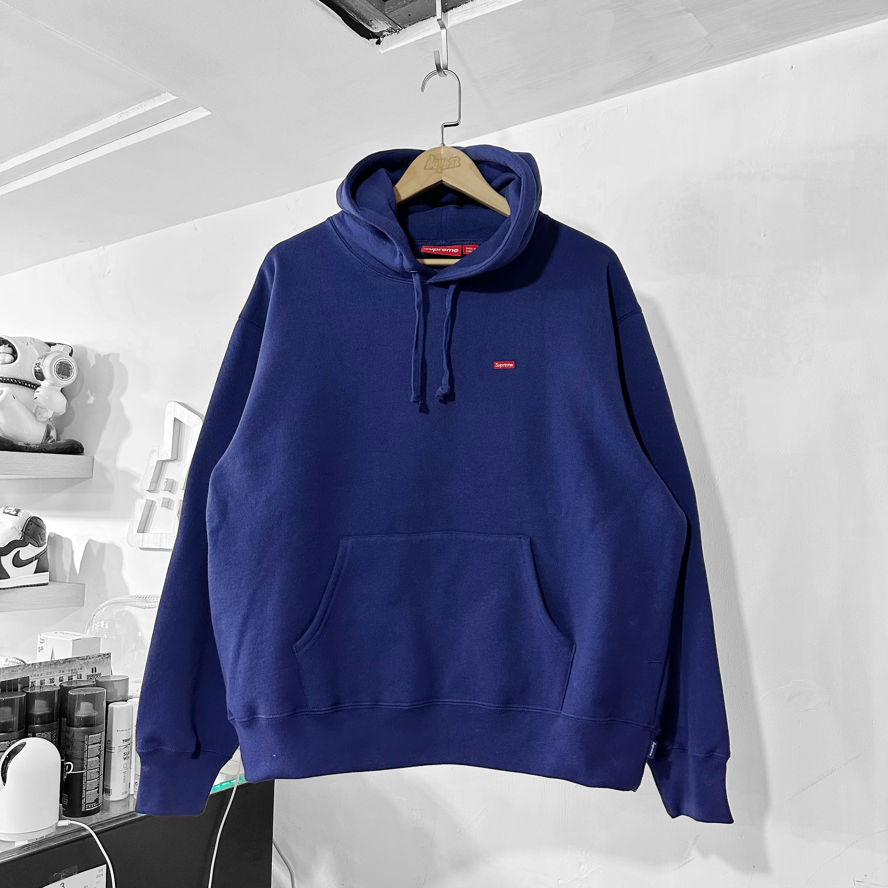 Supreme SS24 Small Box Hoodie SweatShirt Washed Navy