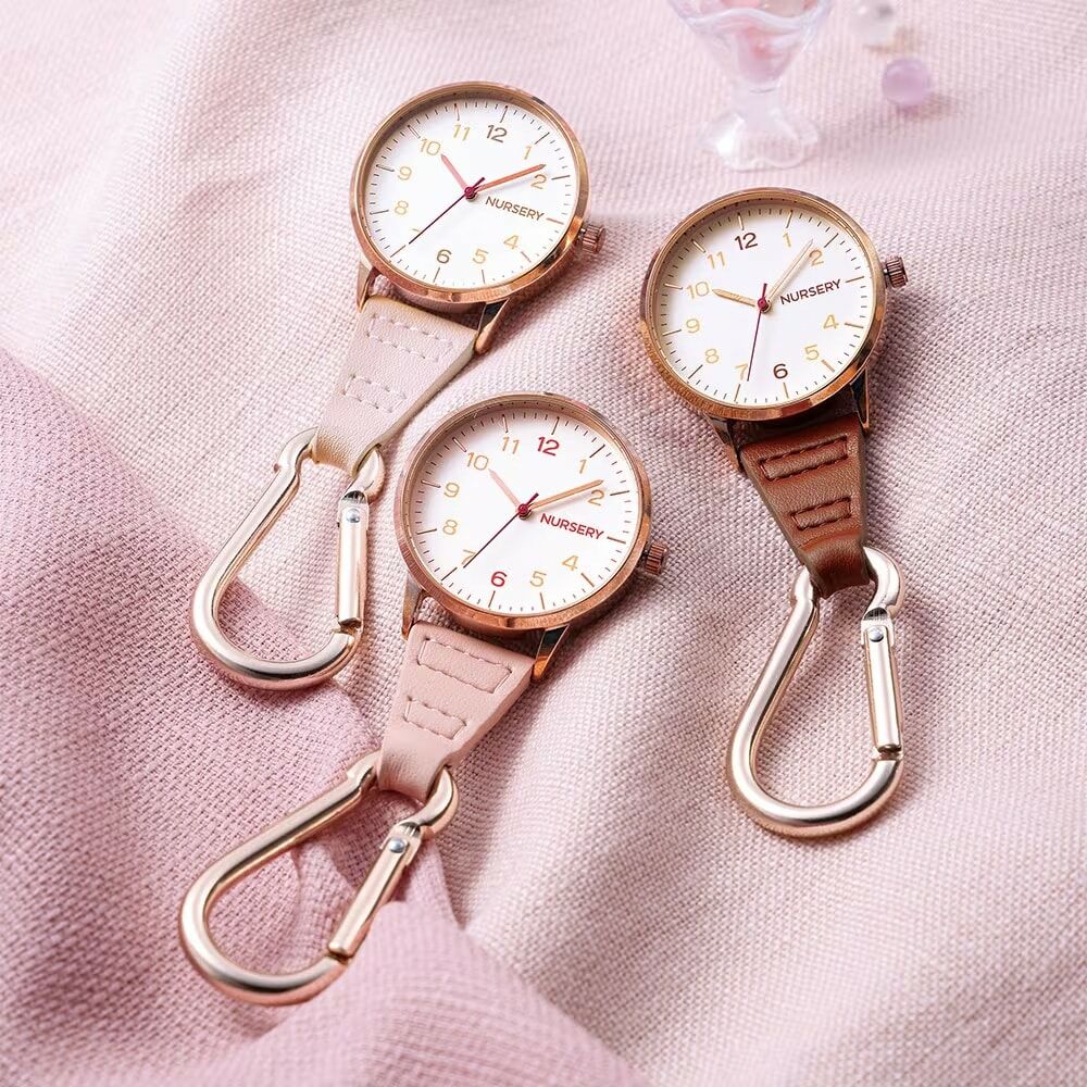 [預購] 玫瑰金掛勾夜光護士錶