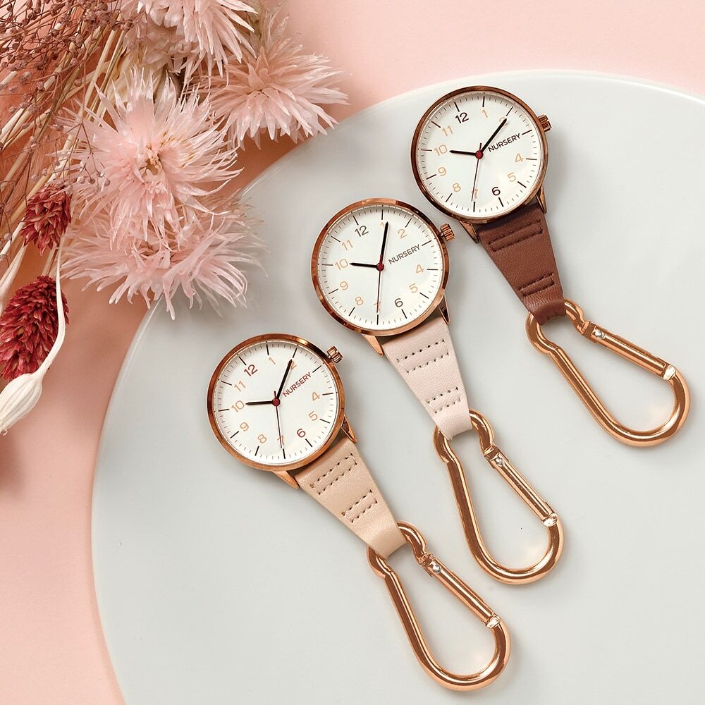 [預購] 玫瑰金掛勾夜光護士錶