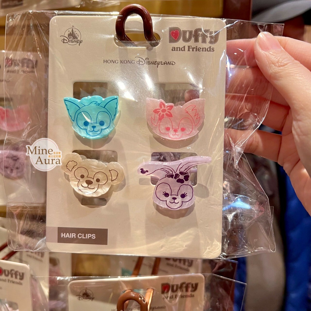 達菲 Duffy 與好友們 大頭造型 貝殼紋 小髮夾 髮抓 4入組 -香港迪士尼樂園