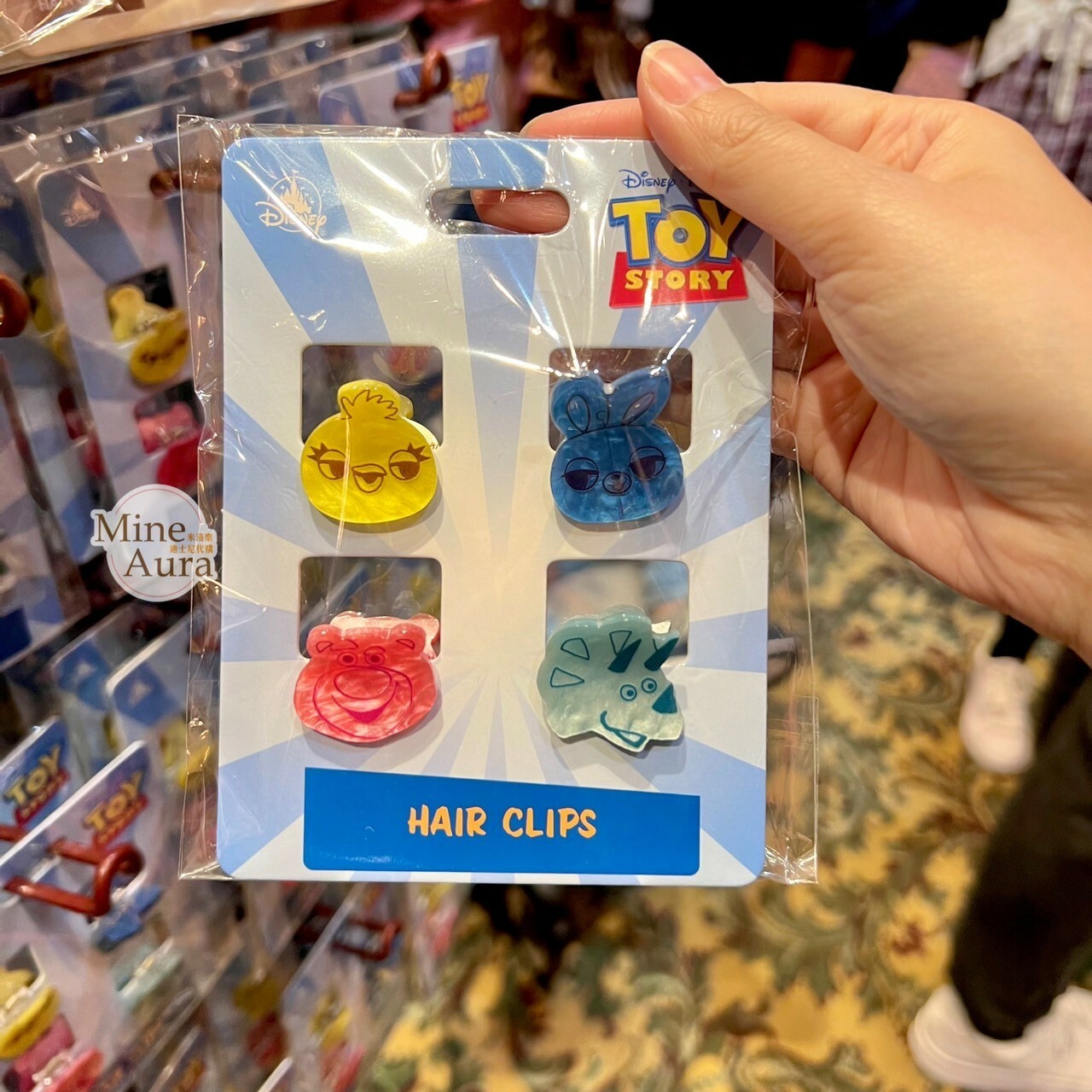 玩具總動員 Toy Story 大頭造型 貝殼紋 小髮夾 髮抓 4入組 -香港迪士尼樂園