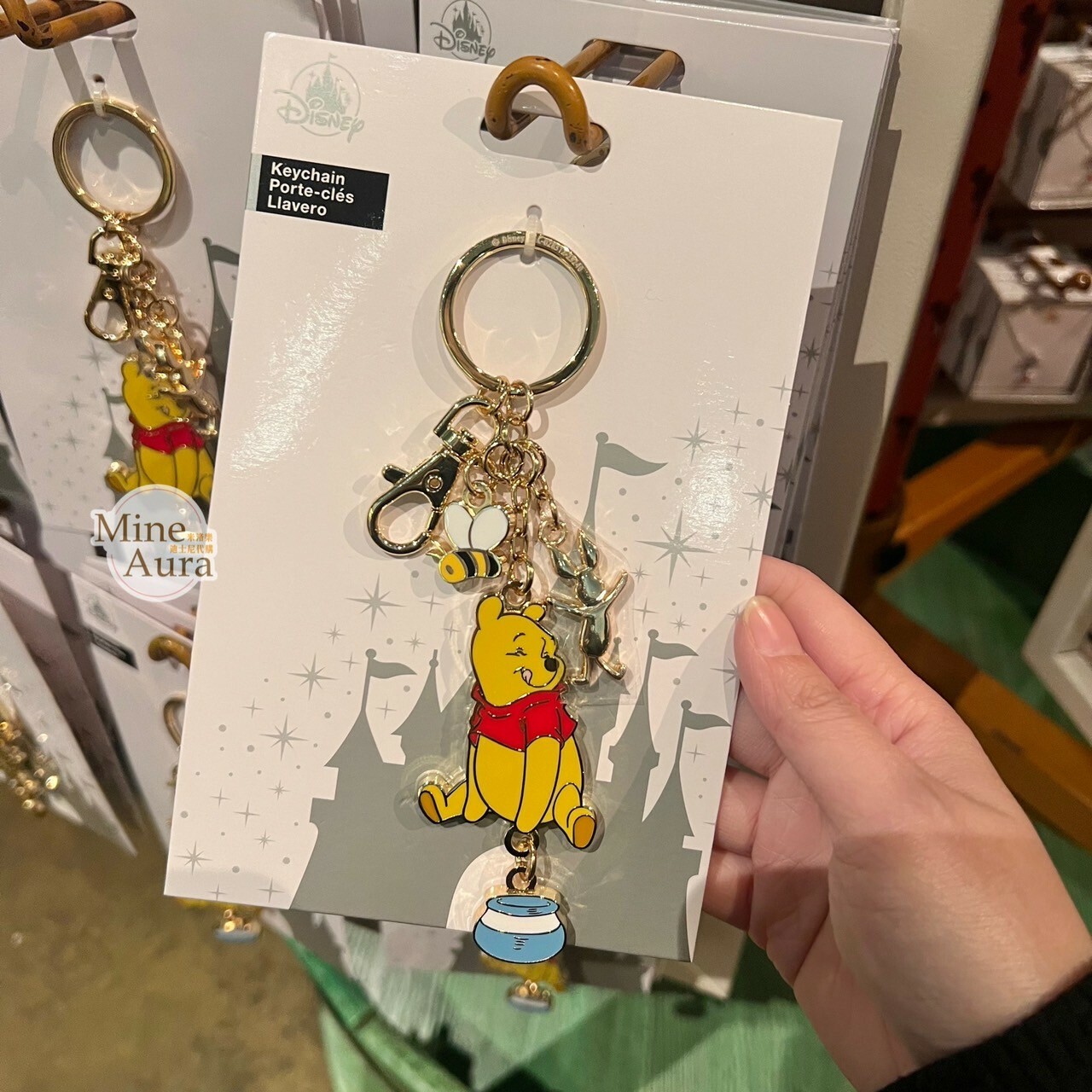 小熊維尼 Winnie the Pooh 金色小豬 蜜蜂造型墜飾 鑰匙圈 吊飾 -香港迪士尼樂園