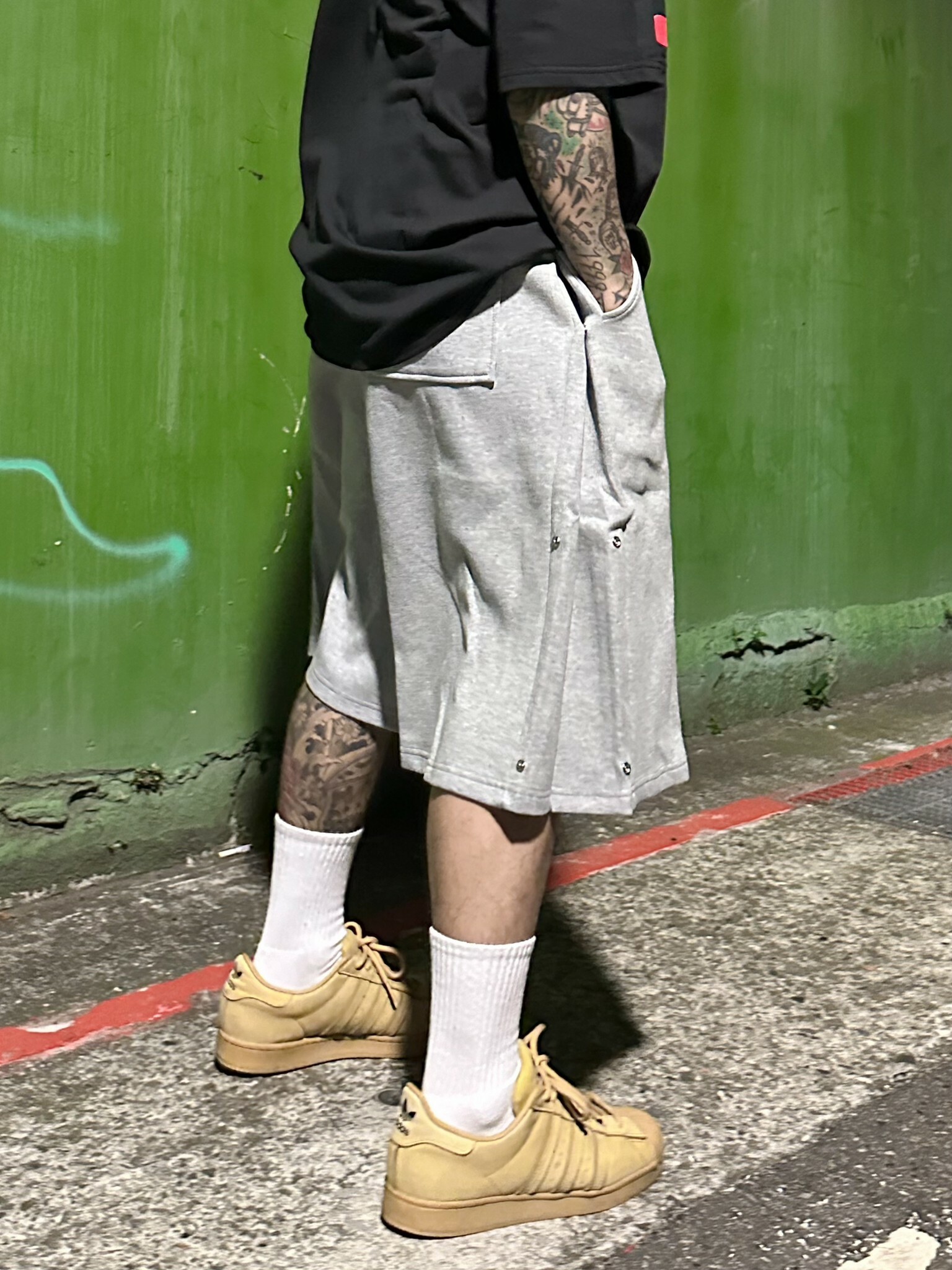 【407】側釦五分棉短褲