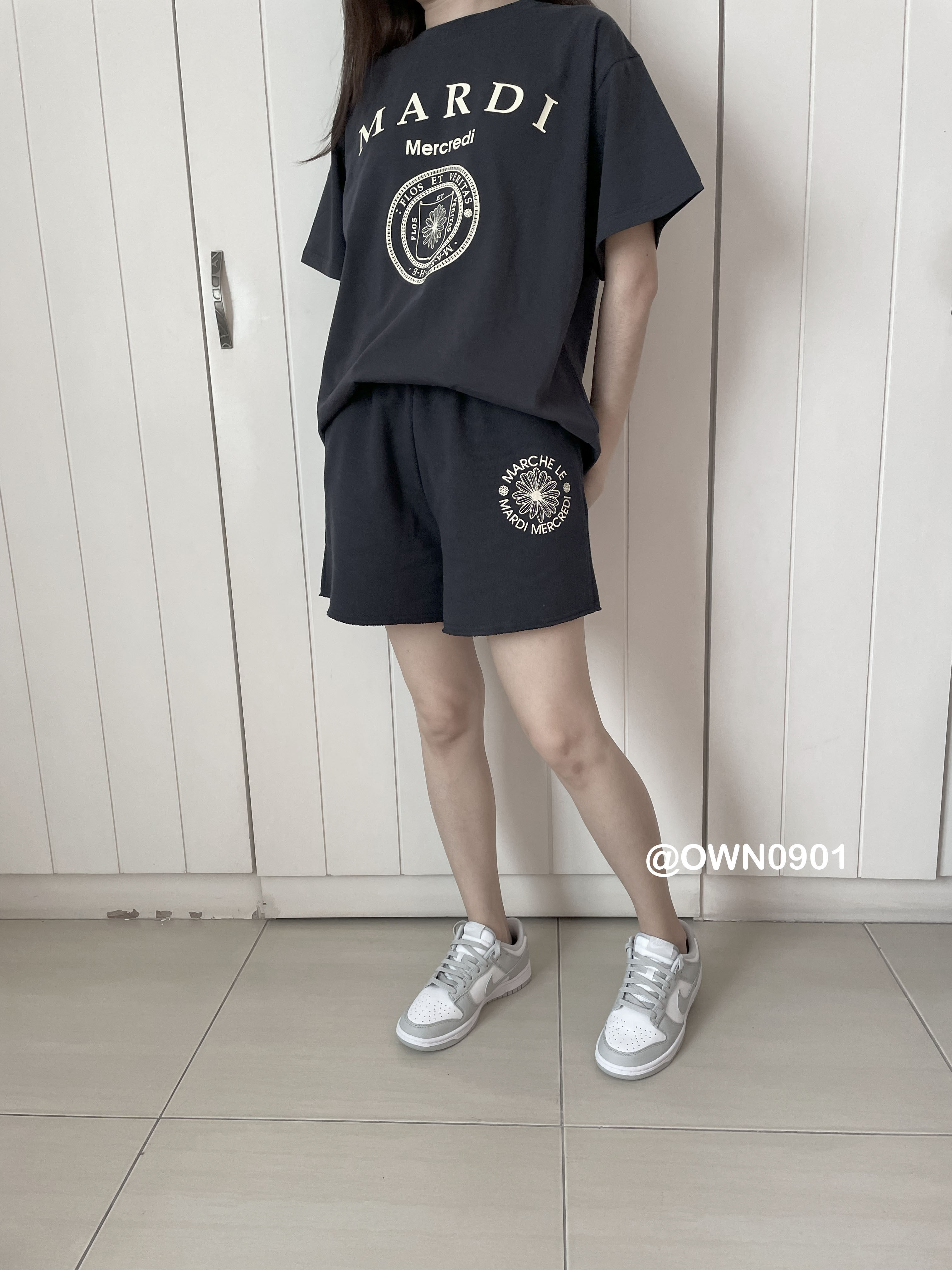 【OWN】MARDI MERCREDI 春夏 休閒 短褲 棉質 短袖 上衣 不修編 女生限定 單一尺寸 深藍