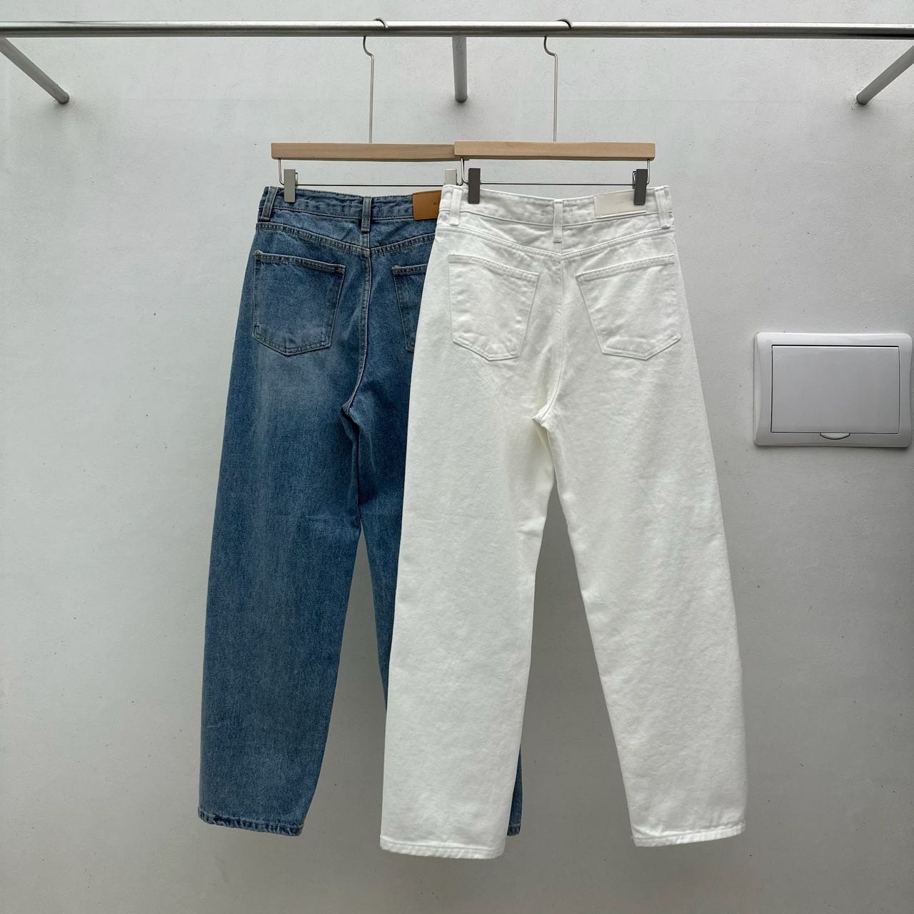 （韓國連線）韓國爆款斜車線直筒牛仔褲