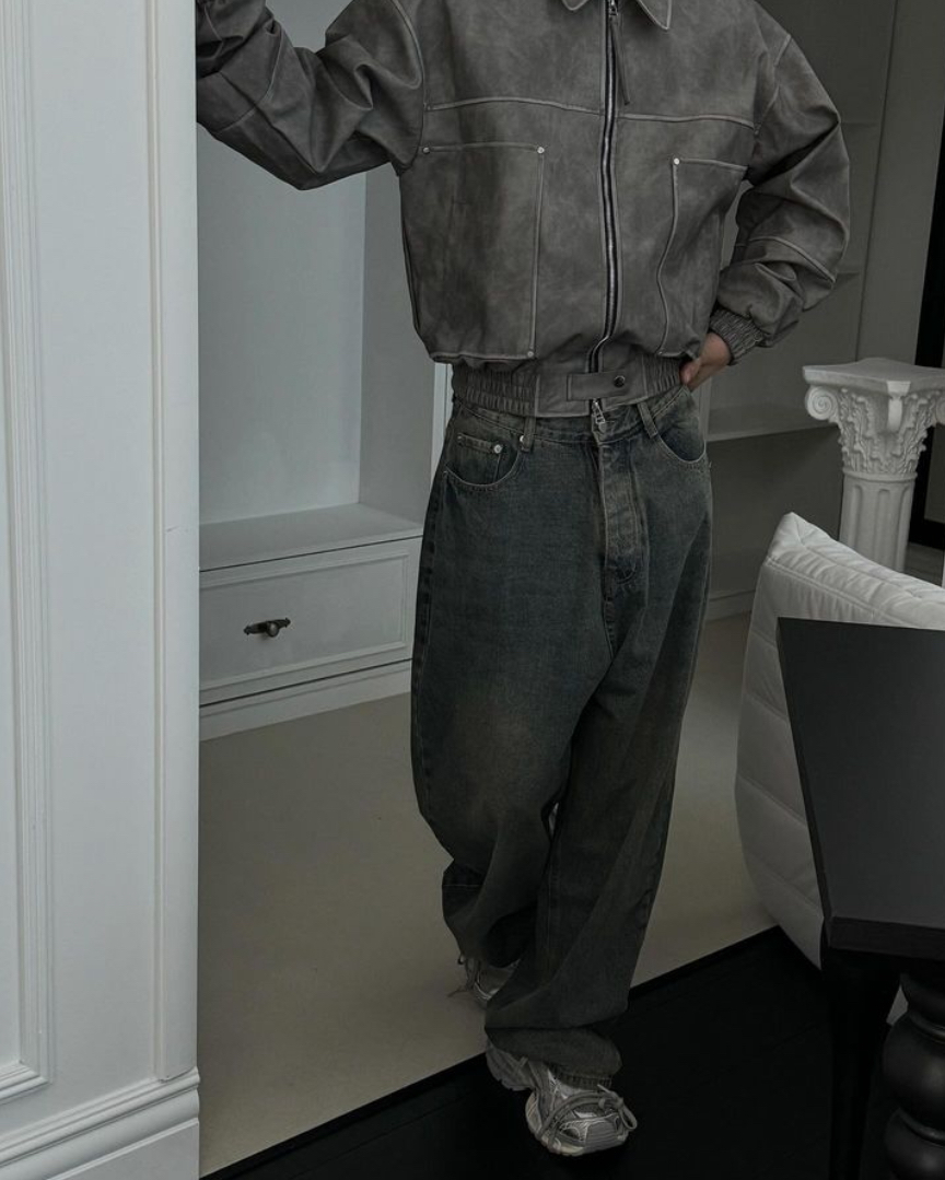 現貨🇰🇷韓國 寬鬆 微闊 水洗 牛仔褲