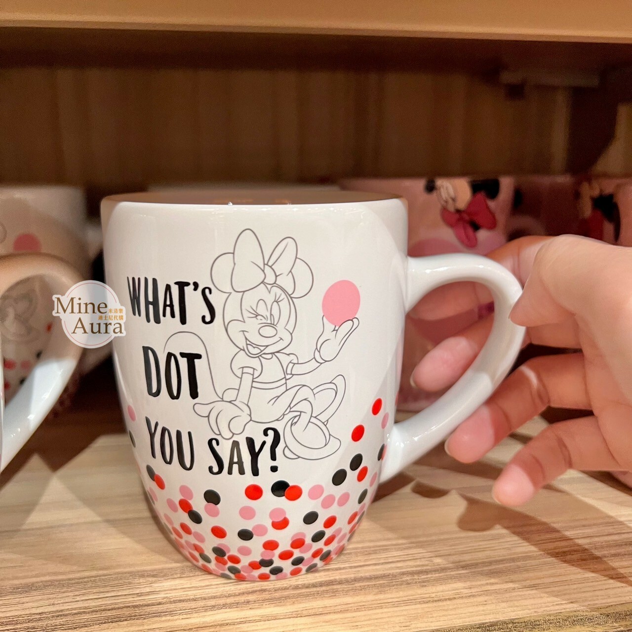 米妮 Minnie WHAT's DOT YOU SAY? 字母 點點圖案 陶瓷 馬克杯 水杯 -香港迪士尼樂園