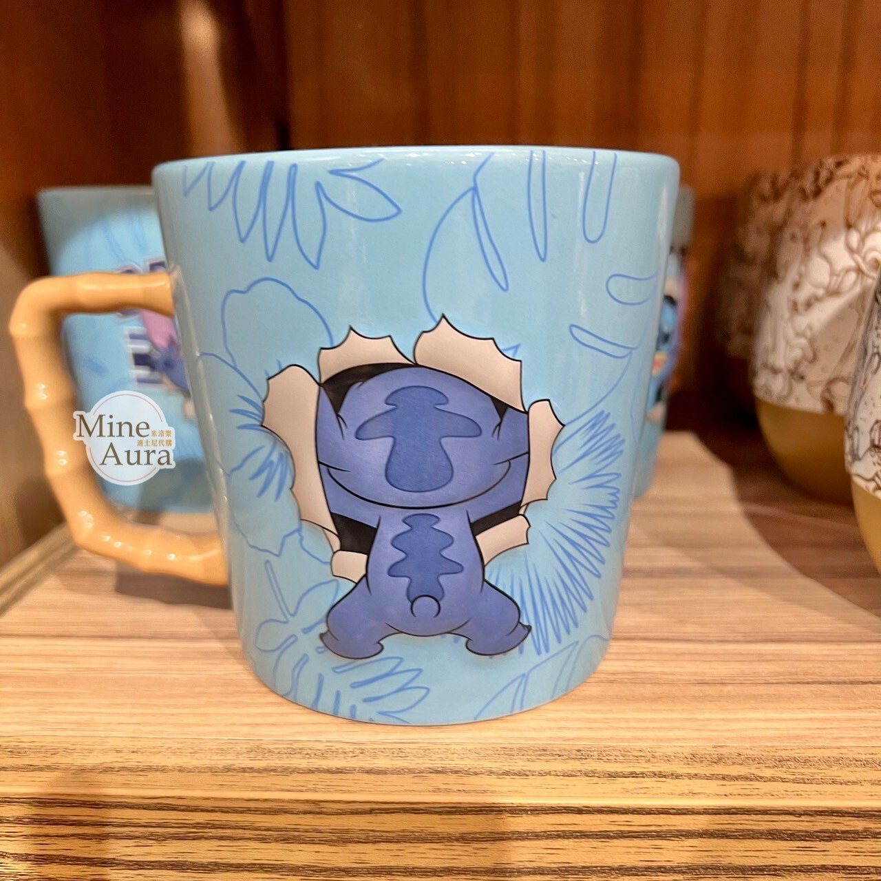 史迪奇 Stitch 藍底 抱抱圖案 陶瓷馬克杯 水杯 星際寶貝 Lilo & Stitch -香港迪士尼樂園