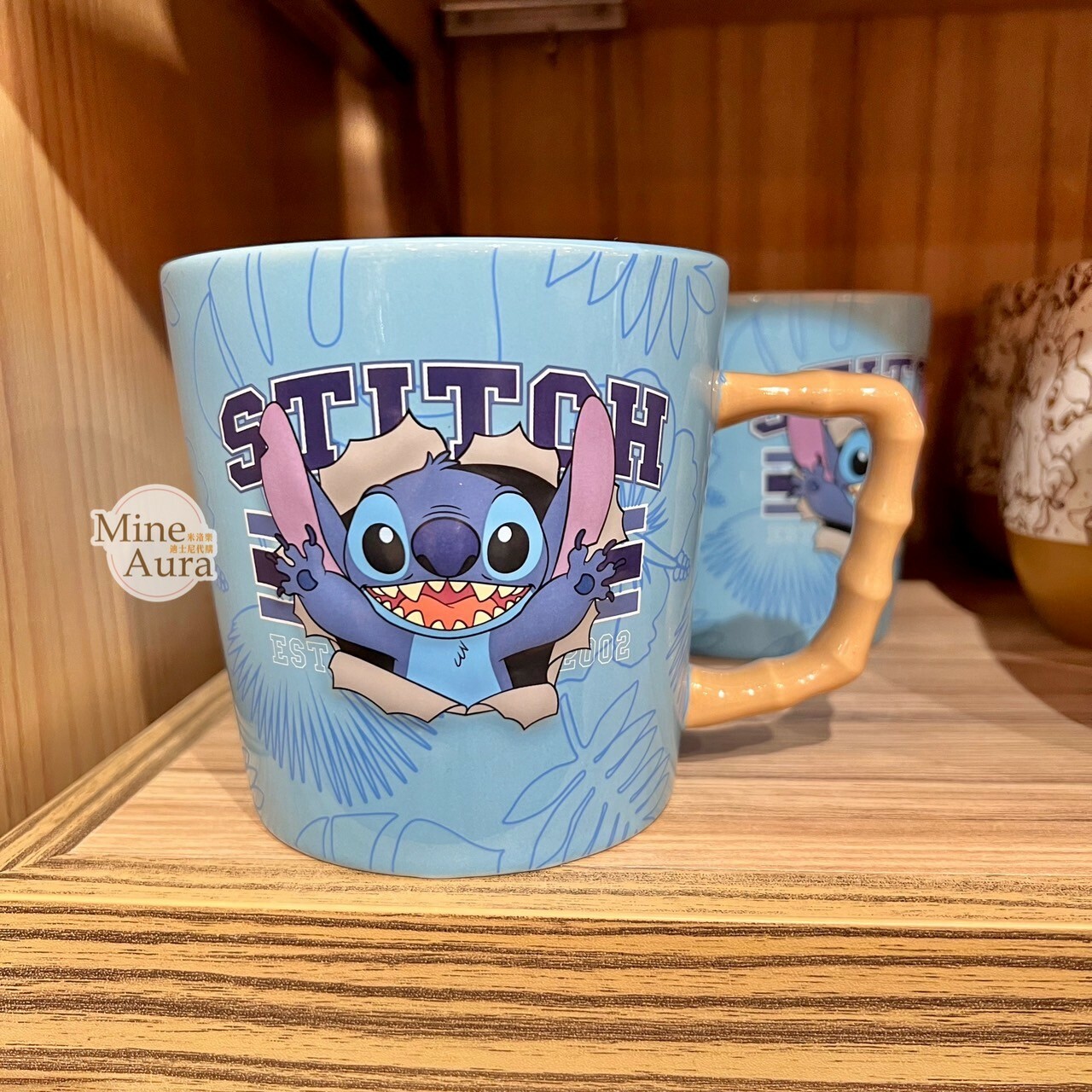 史迪奇 Stitch 藍底 抱抱圖案 陶瓷馬克杯 水杯 星際寶貝 Lilo & Stitch -香港迪士尼樂園