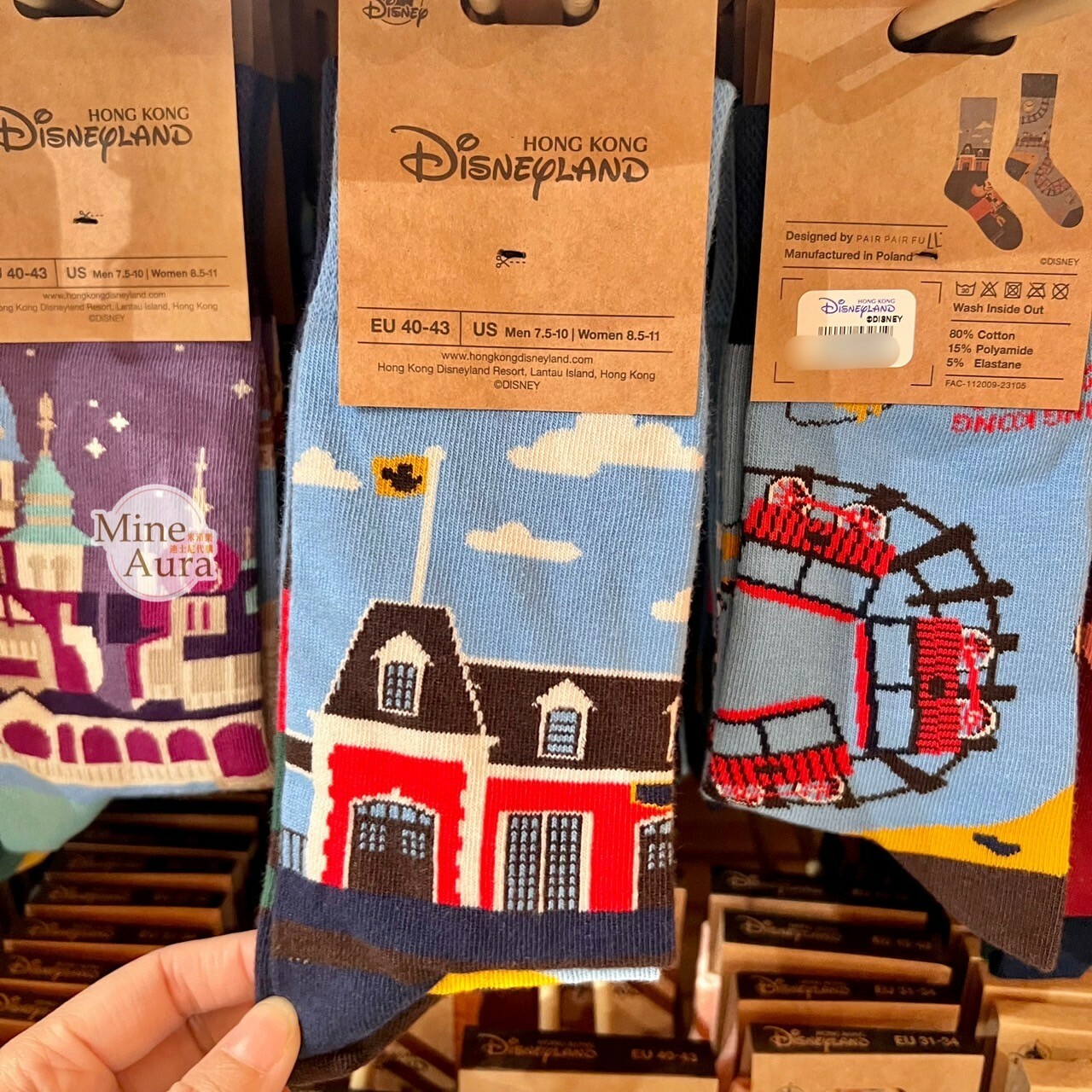 香港迪士尼樂園鐵路 園區 圖案 成人襪 襪子 -香港迪士尼樂園