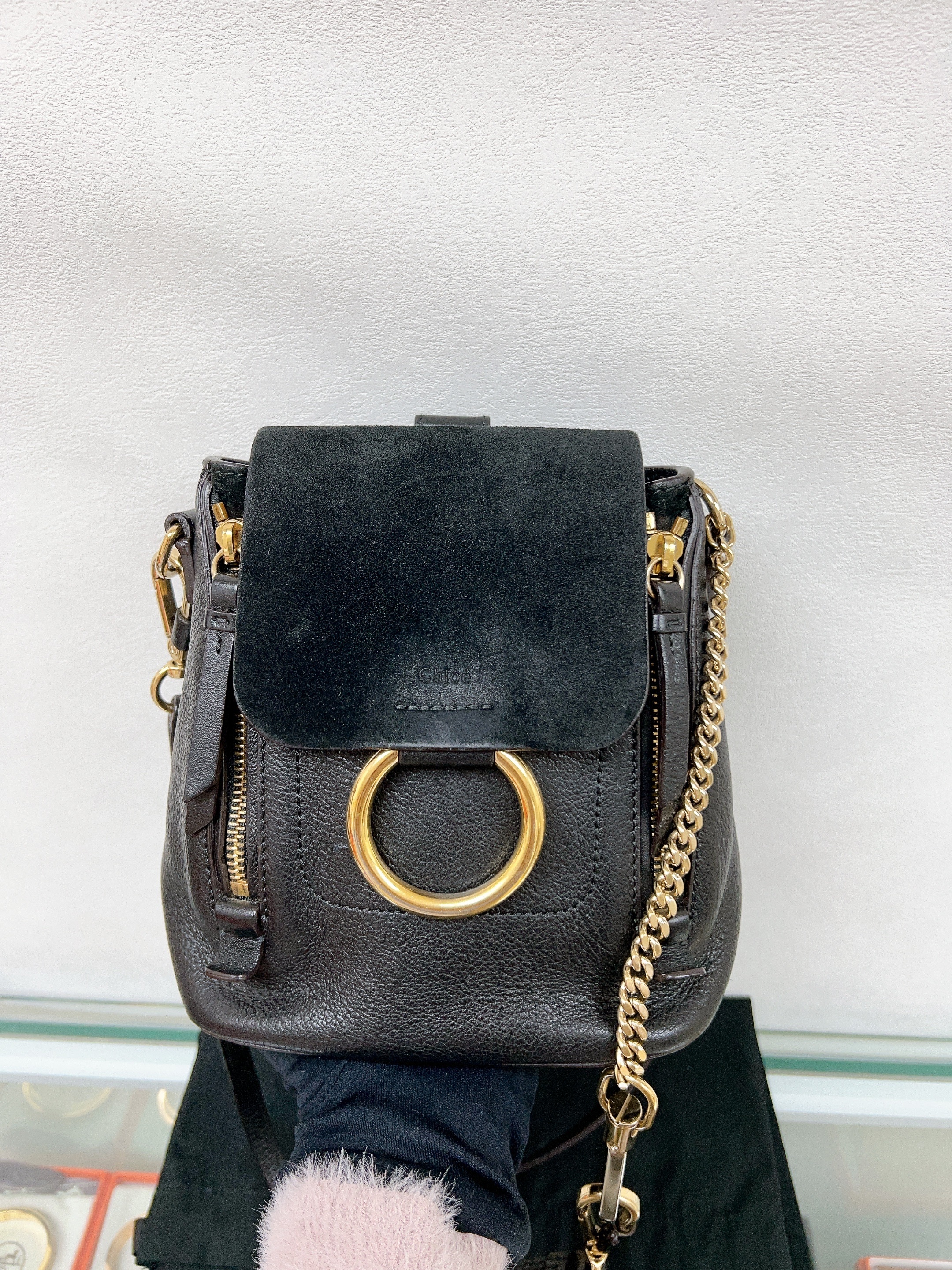 Chloe faye mini backpack black