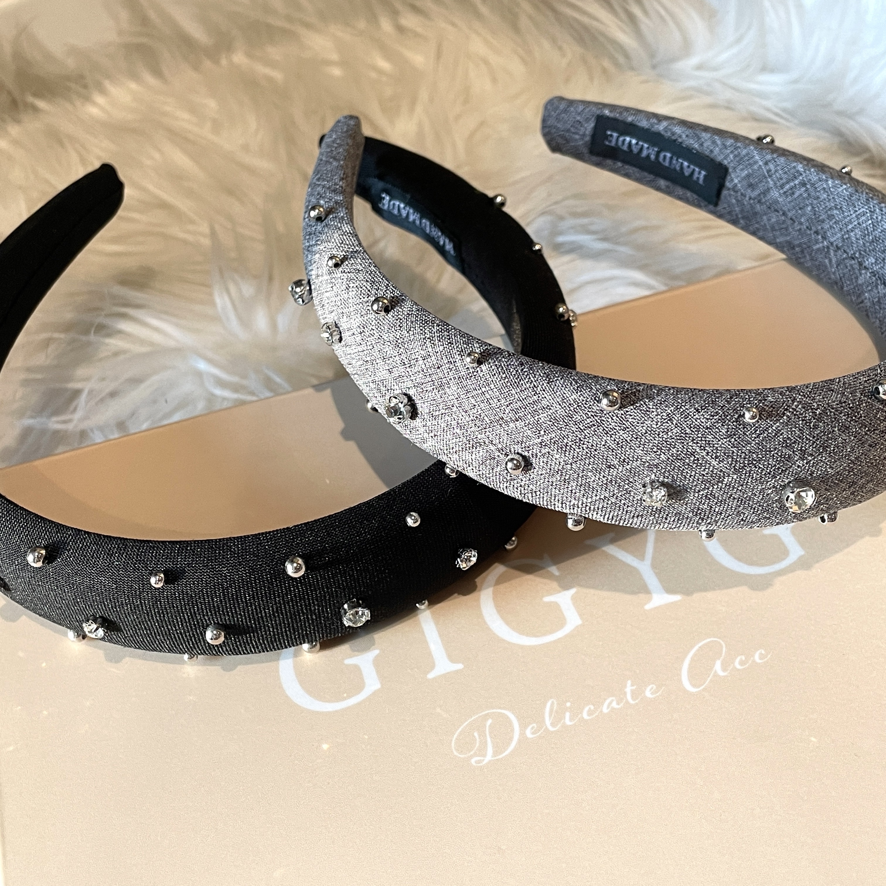 時髦滿水鑽釘 牛仔布髮箍/現貨