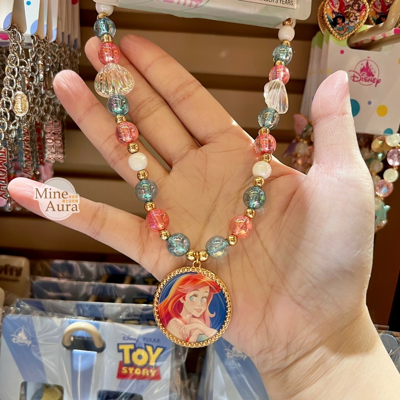 愛麗兒 Arie 貝殼串珠 造型 耳環 + 項鍊 2入組 小美人魚 The Little Mermaid -香港迪士尼樂園