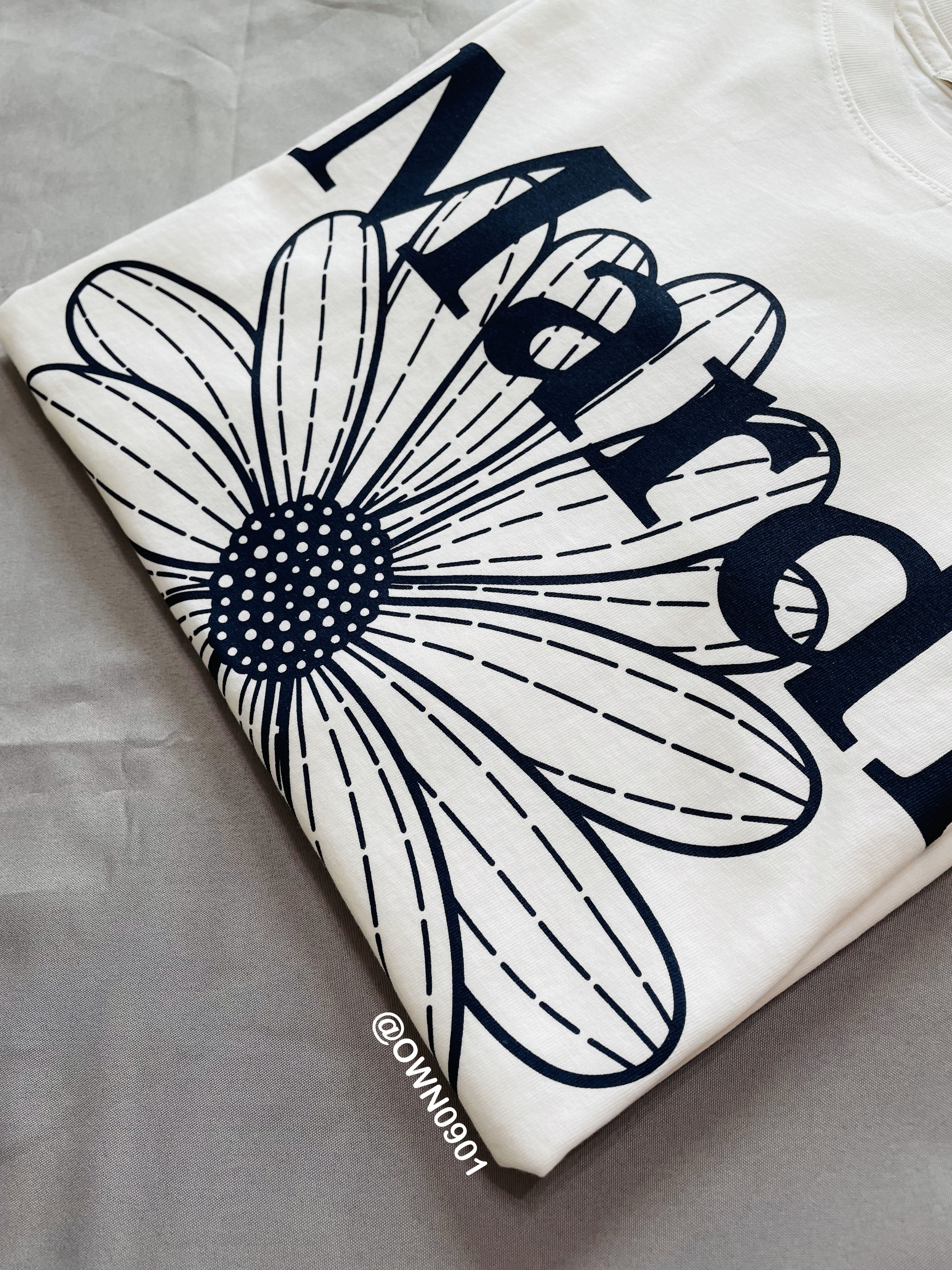 【OWN】MARDI MERCREDI 春夏 休閒 短袖 上衣 雛菊 單一尺寸 米白 藍