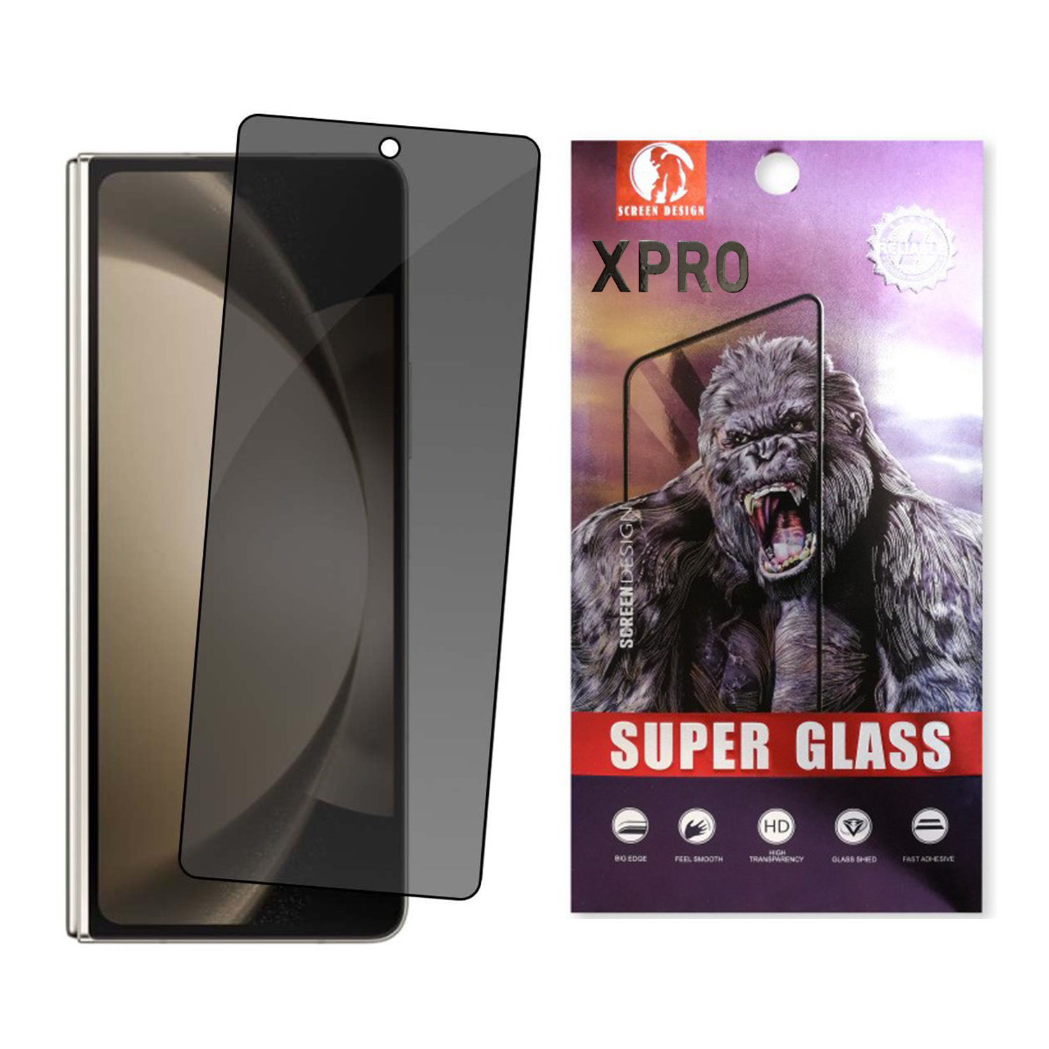 【現貨】 XPRO - 巨猩 Super Glass Privacy - Samsung Fold系列 防偷窺防指紋高透光外屏鋼化玻璃保護貼【兼容手機殼】