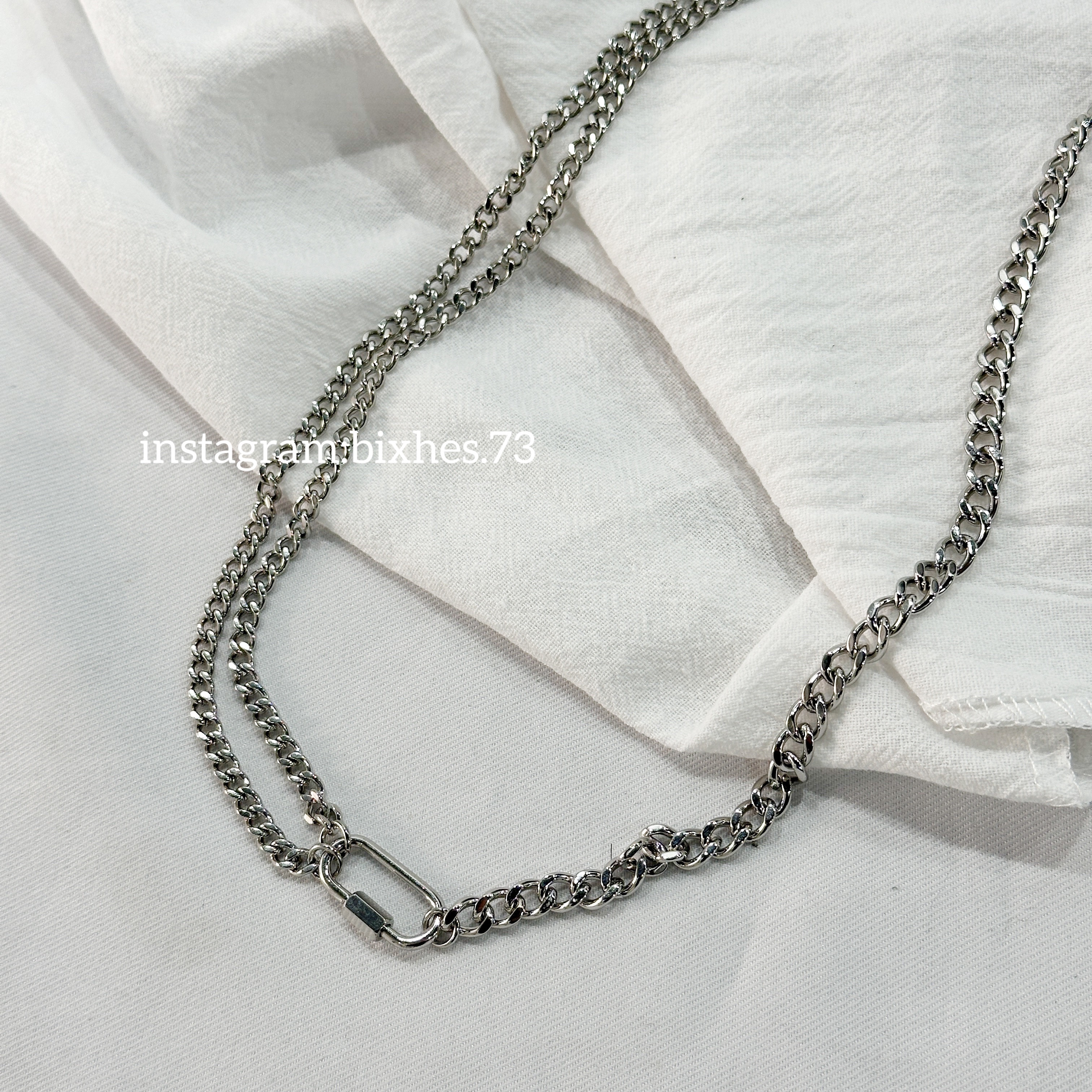 不規則方塊橢圓長項鍊(K00056)