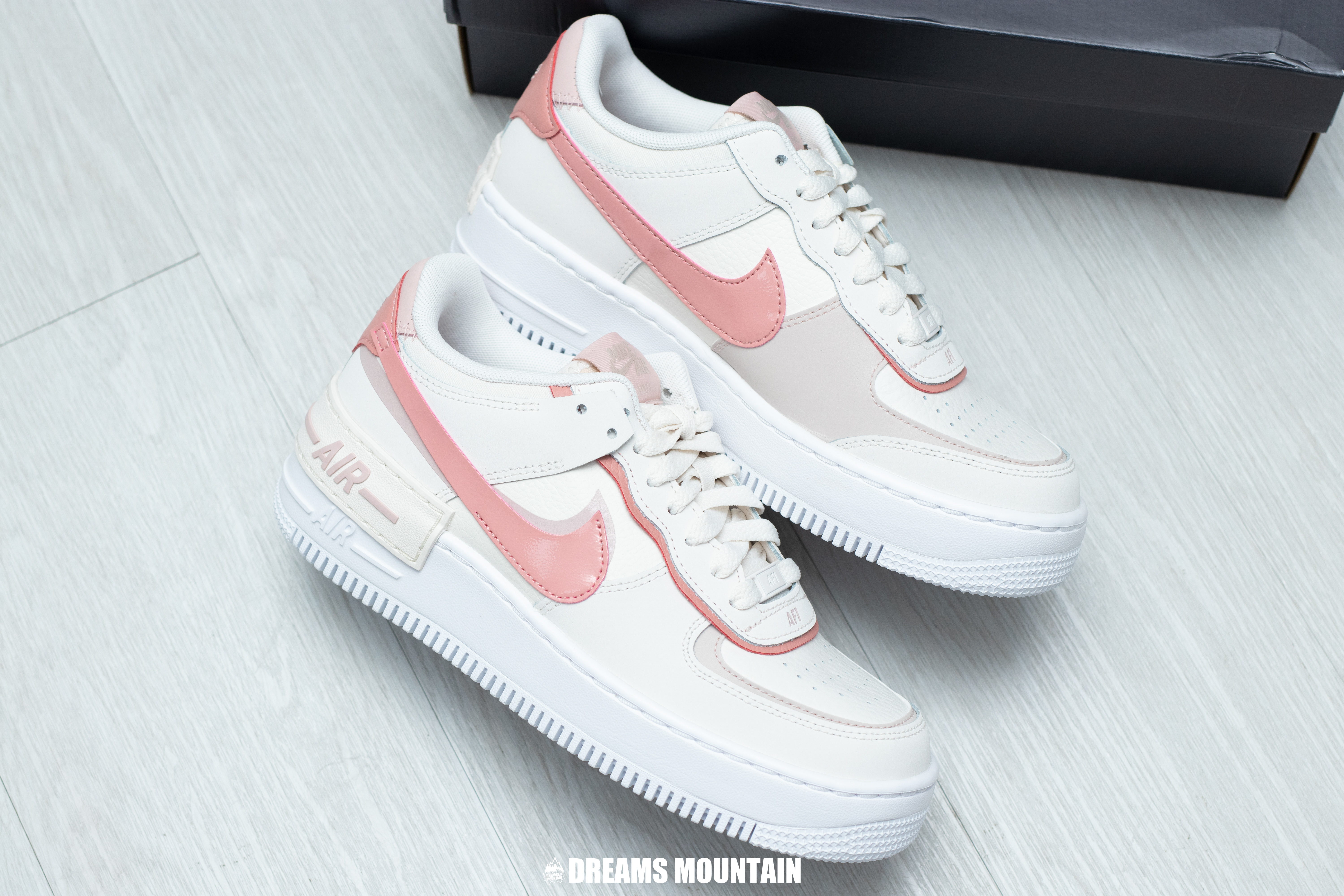 【現貨】NIKE AIR FORCE 1  SHADOW奶油骨白拼蜜桃粉-WOMEN