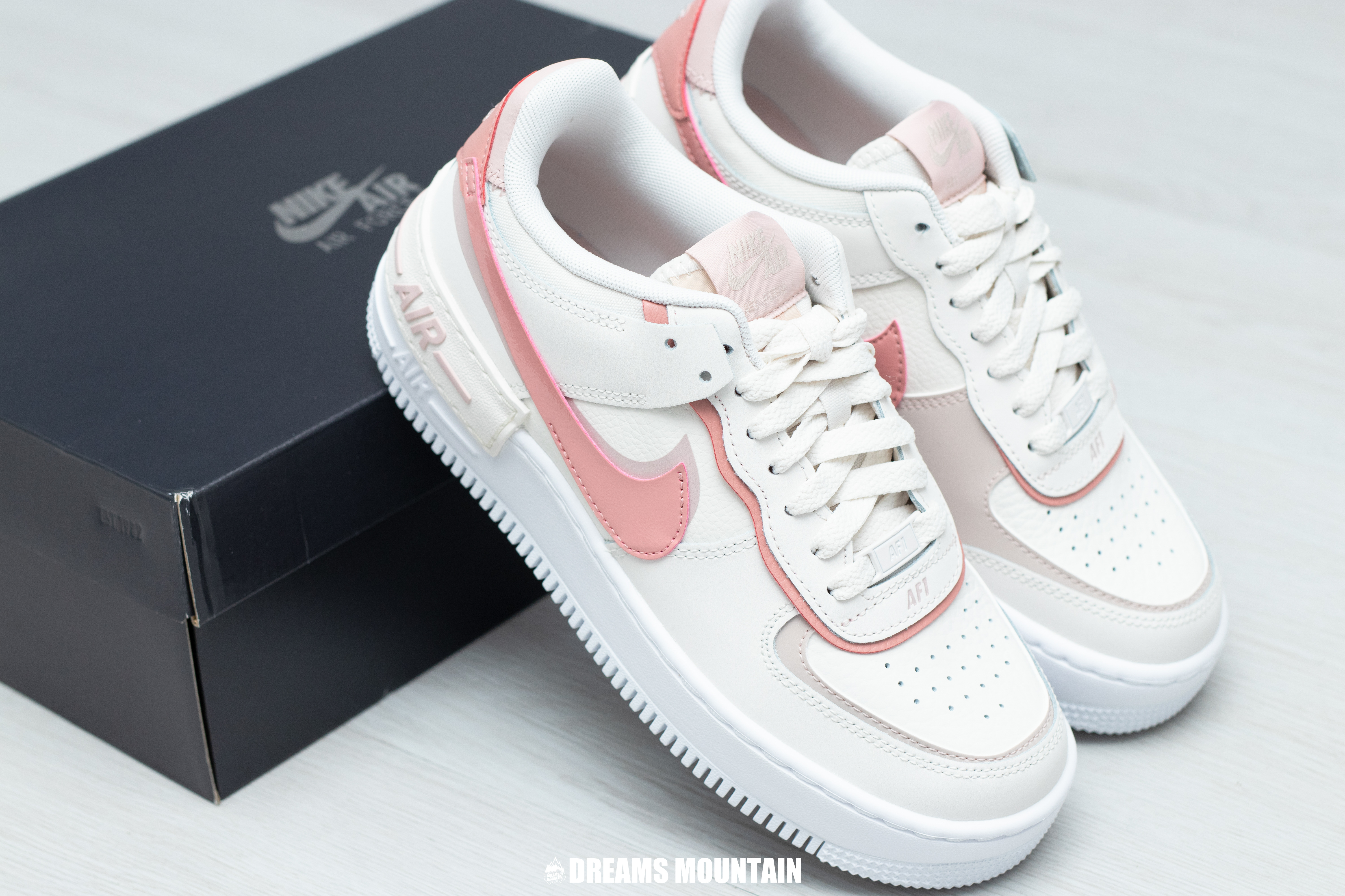 【現貨】NIKE AIR FORCE 1  SHADOW奶油骨白拼蜜桃粉-WOMEN