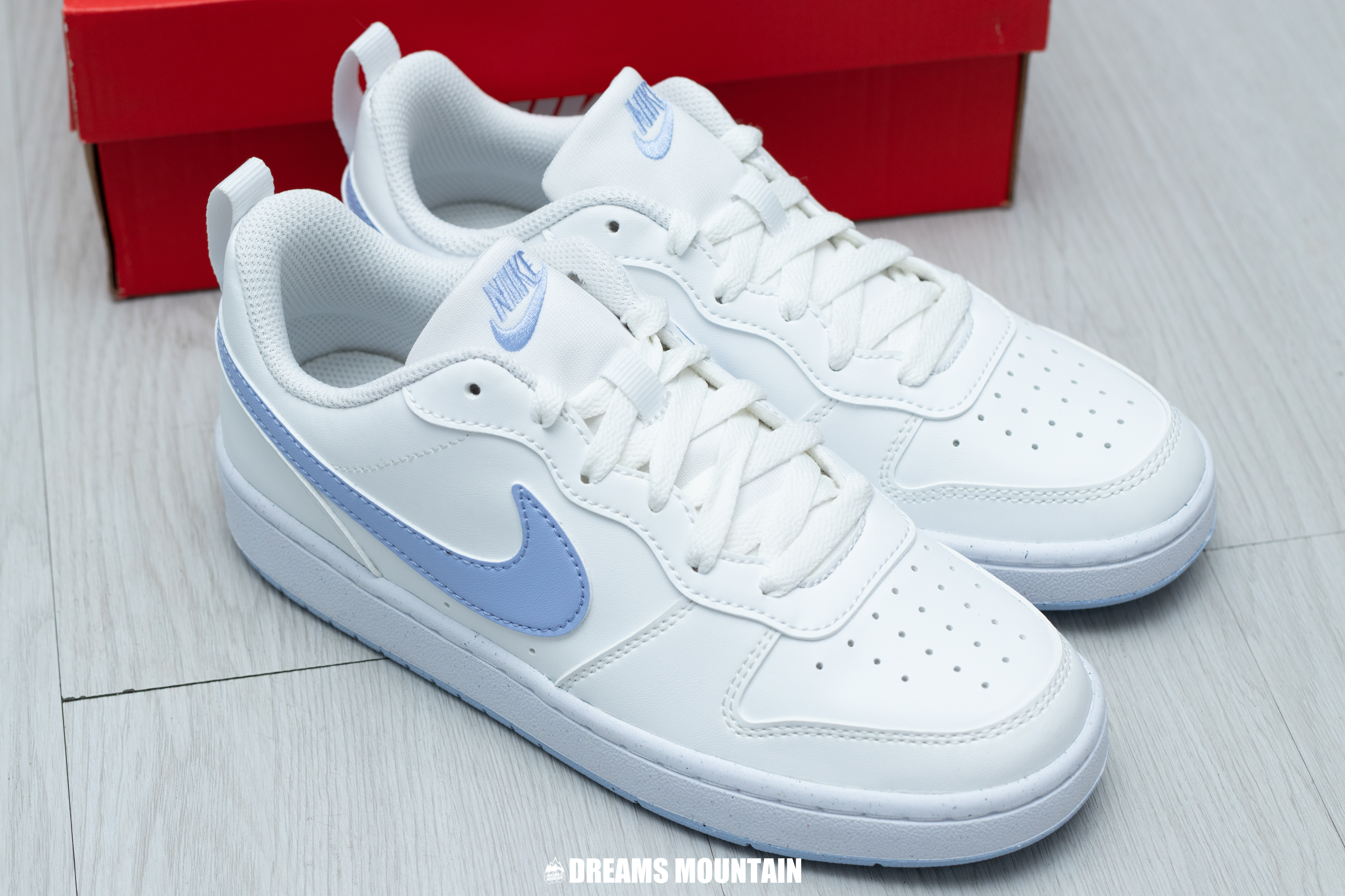 【預訂】Nike Court Borough Low RECRAFT (環保材質) 奶白藍-GS