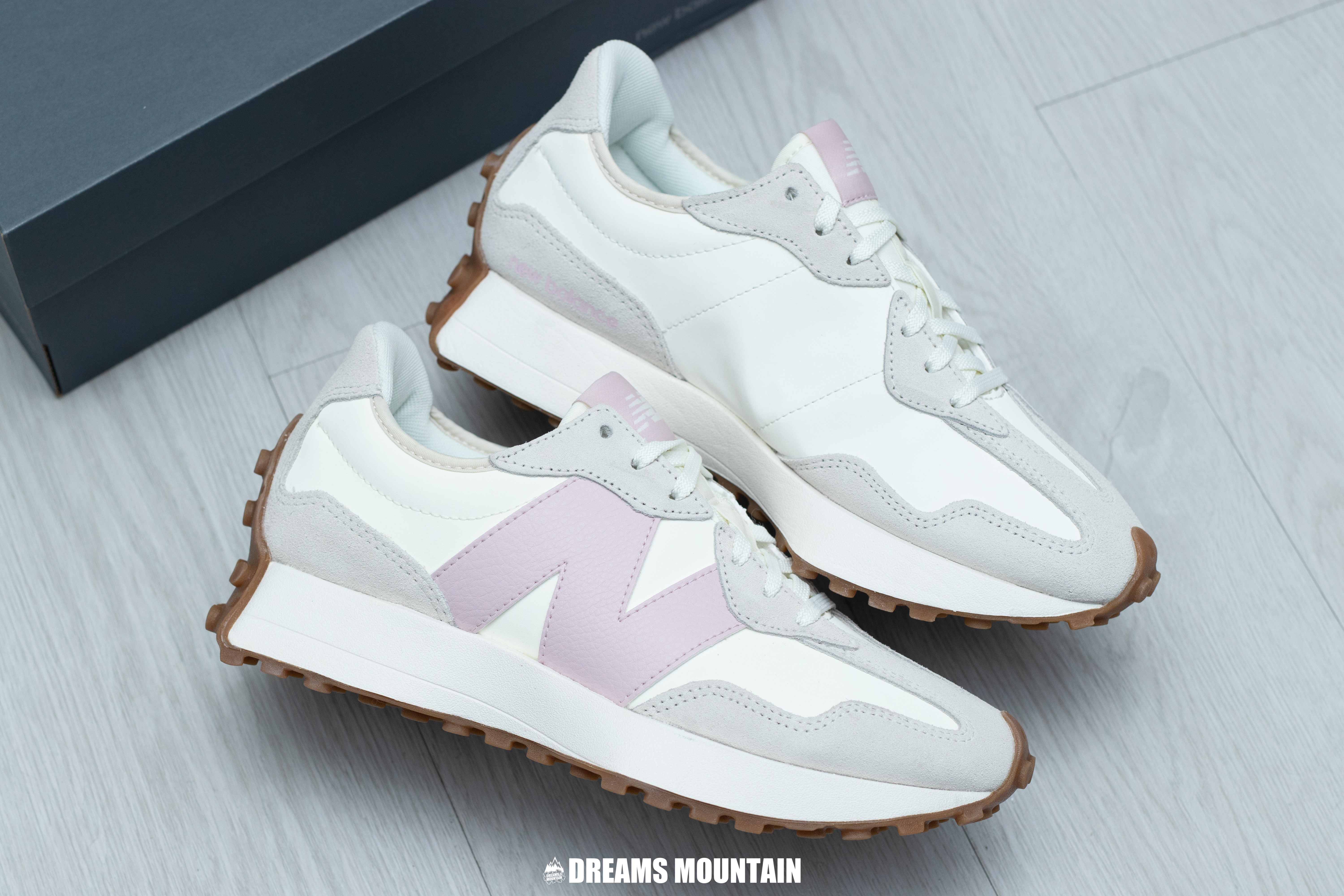 【預訂】New Balance 327 溫柔配色海鹽拼淡粉紫皮N字-WOMEN