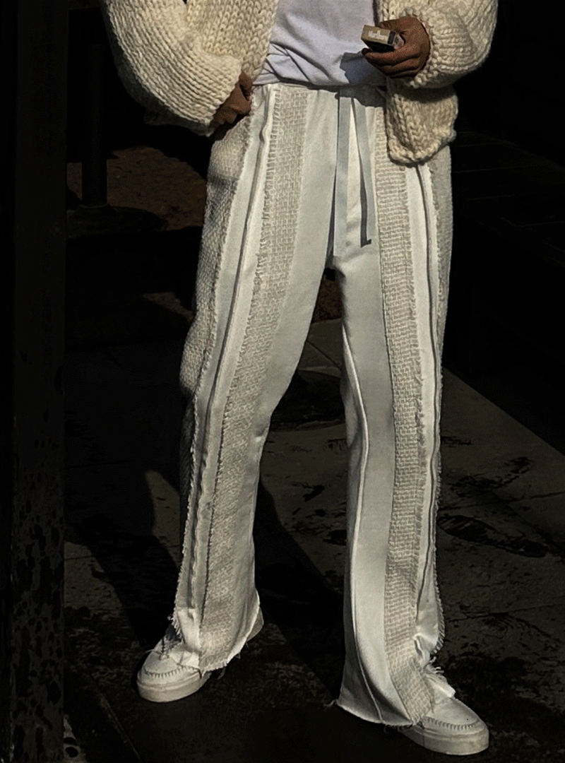 粗花呢配色剪邊運動褲