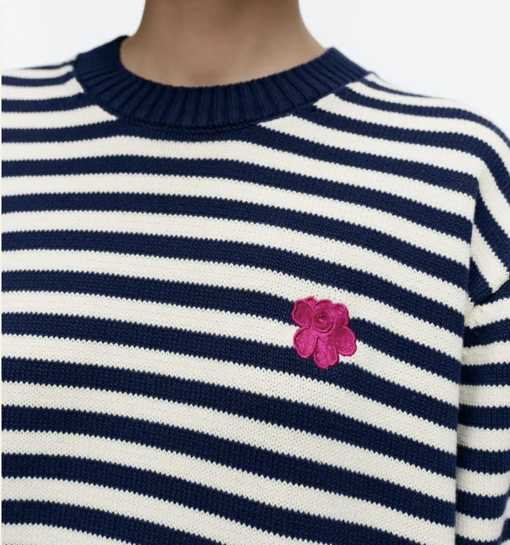 代購現貨 | marimekko 藍白間都朵桃紅小花針織衫 | Kioski Kesäkoju Patja jumper