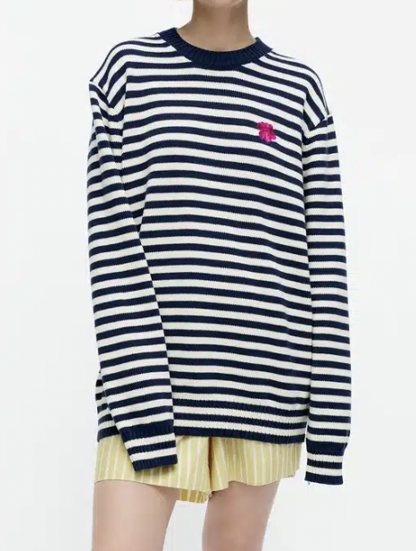 代購現貨 | marimekko 藍白間都朵桃紅小花針織衫 | Kioski Kesäkoju Patja jumper