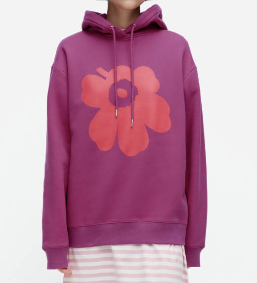 代購現貨 | marimekko 桃紅一朵花有帽衛衣 | Kioski Runoja Unikko Placement hoodie