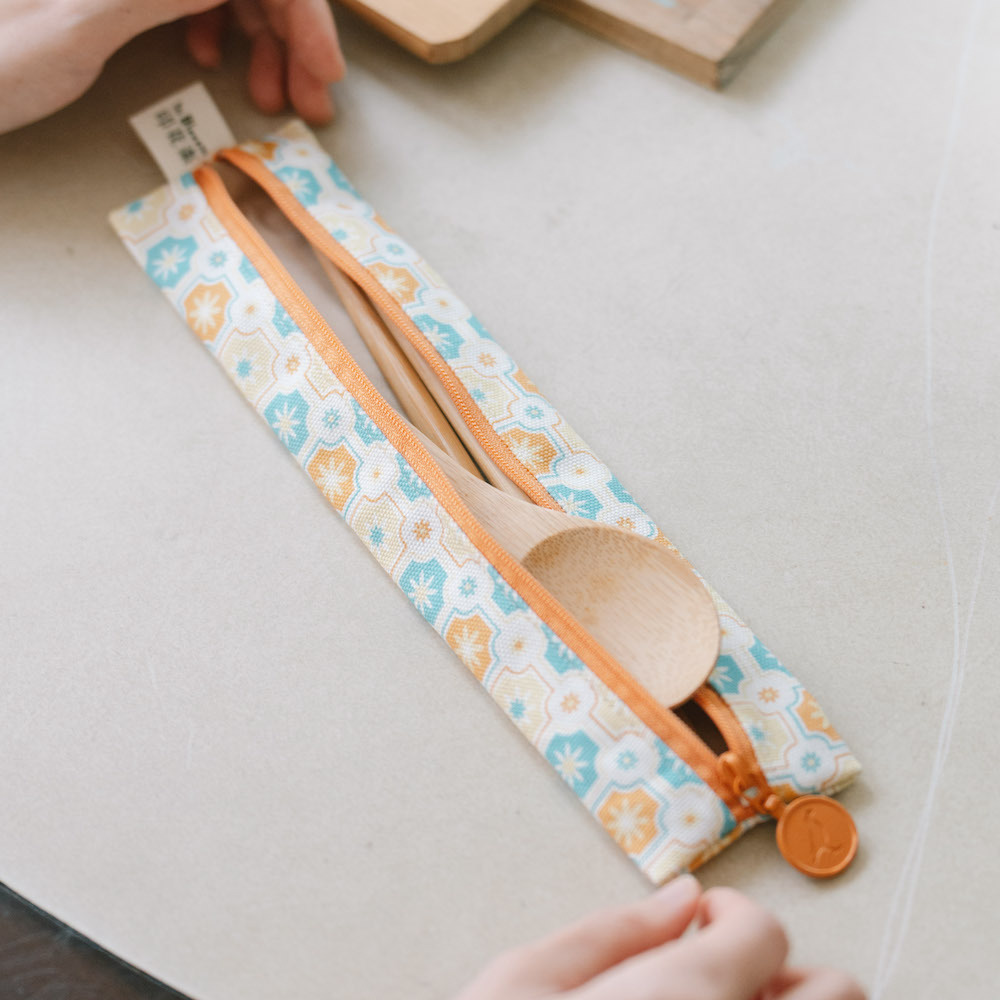 Zipper Utensil Pouch (Spoon and Chopsticks including)/Old Ceramic Tile No.2/Glass Marbles