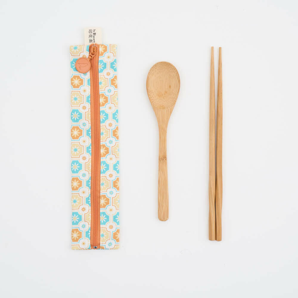 Zipper Utensil Pouch (Spoon and Chopsticks including)/Old Ceramic Tile No.2/Glass Marbles