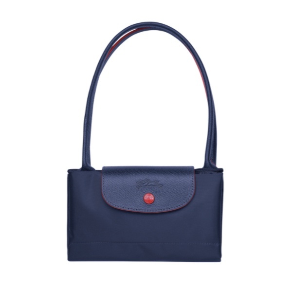  Longchamp ｜ LE PLIAGE CLUB 刺繡長把手 摺疊水餃包 海軍藍S尺寸肩揹袋