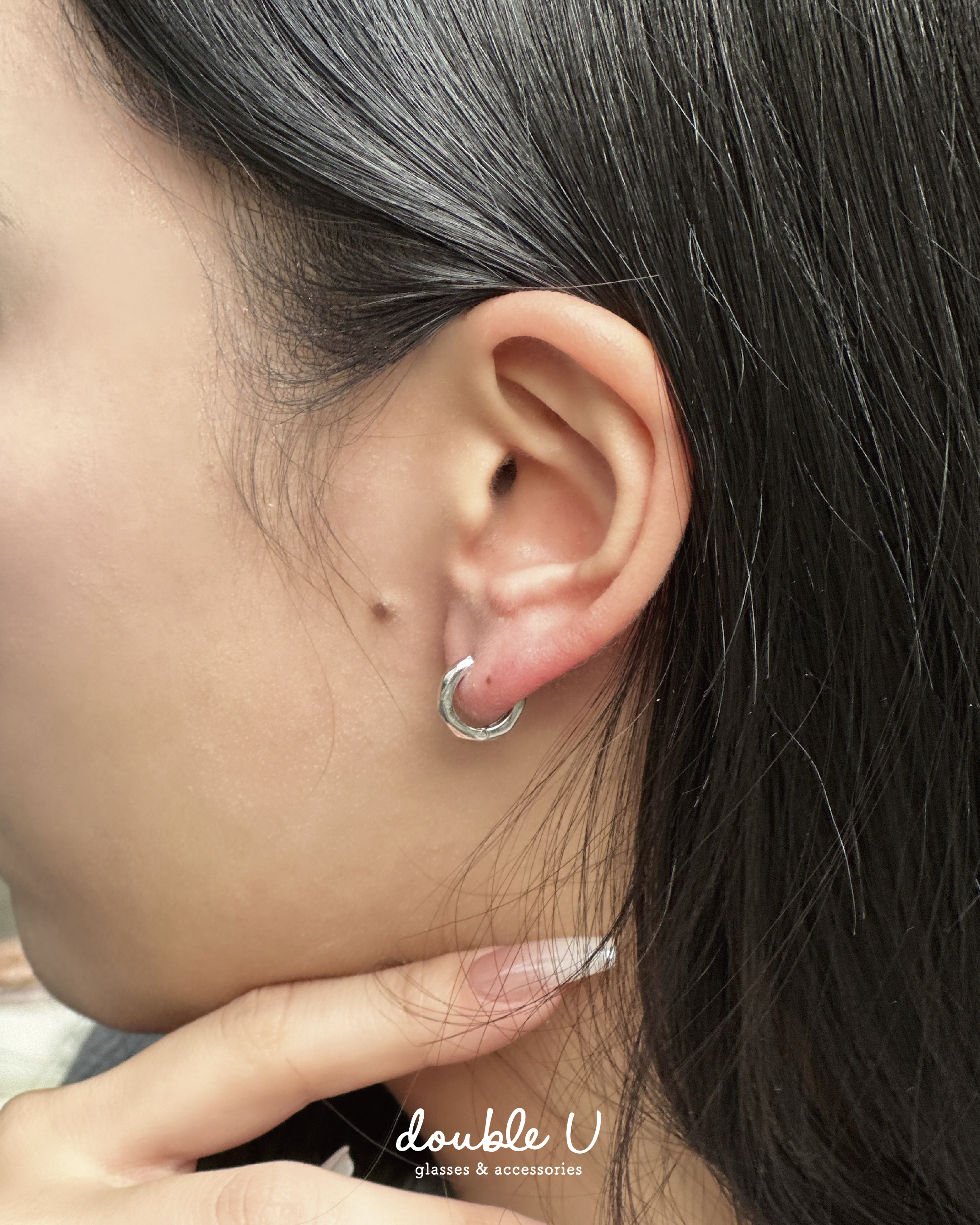 迷你幾何環圈・純銀耳環 (EES10330)