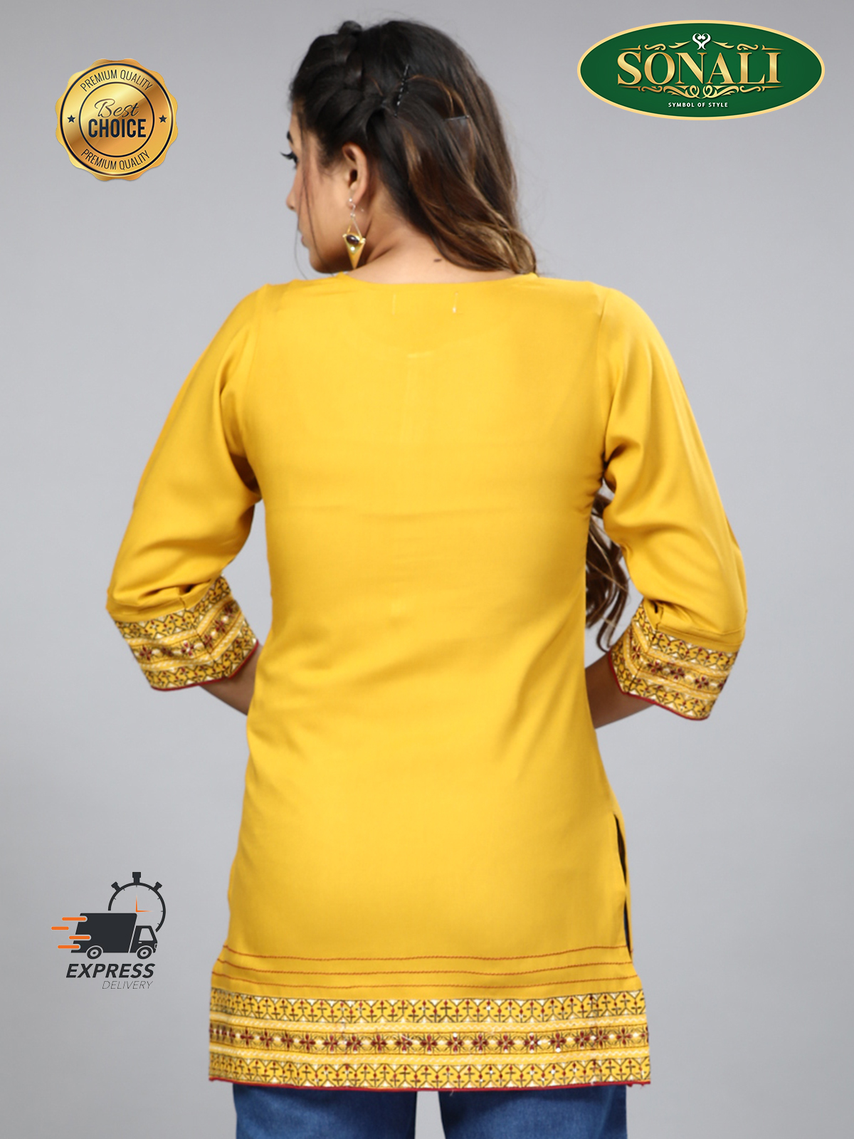 Sonali Premier Quality Women's Short Kurti Indian Tradition Women;s Top - Q1896/Q1897