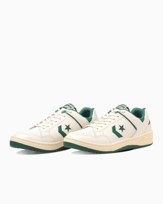 限時特價預購┃日本限定 CONVERSE WEAPON OX 皮革 復古 白底綠LOGO 滑板鞋 低筒