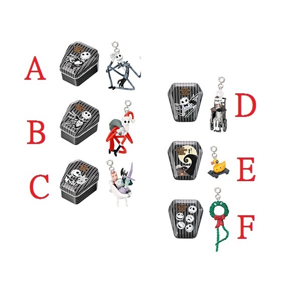 TAKARA TOMY ｜ 聖誕夜驚魂 骷髏傑克聖誕老人 棺材造型 吊飾全6種 整套販售
