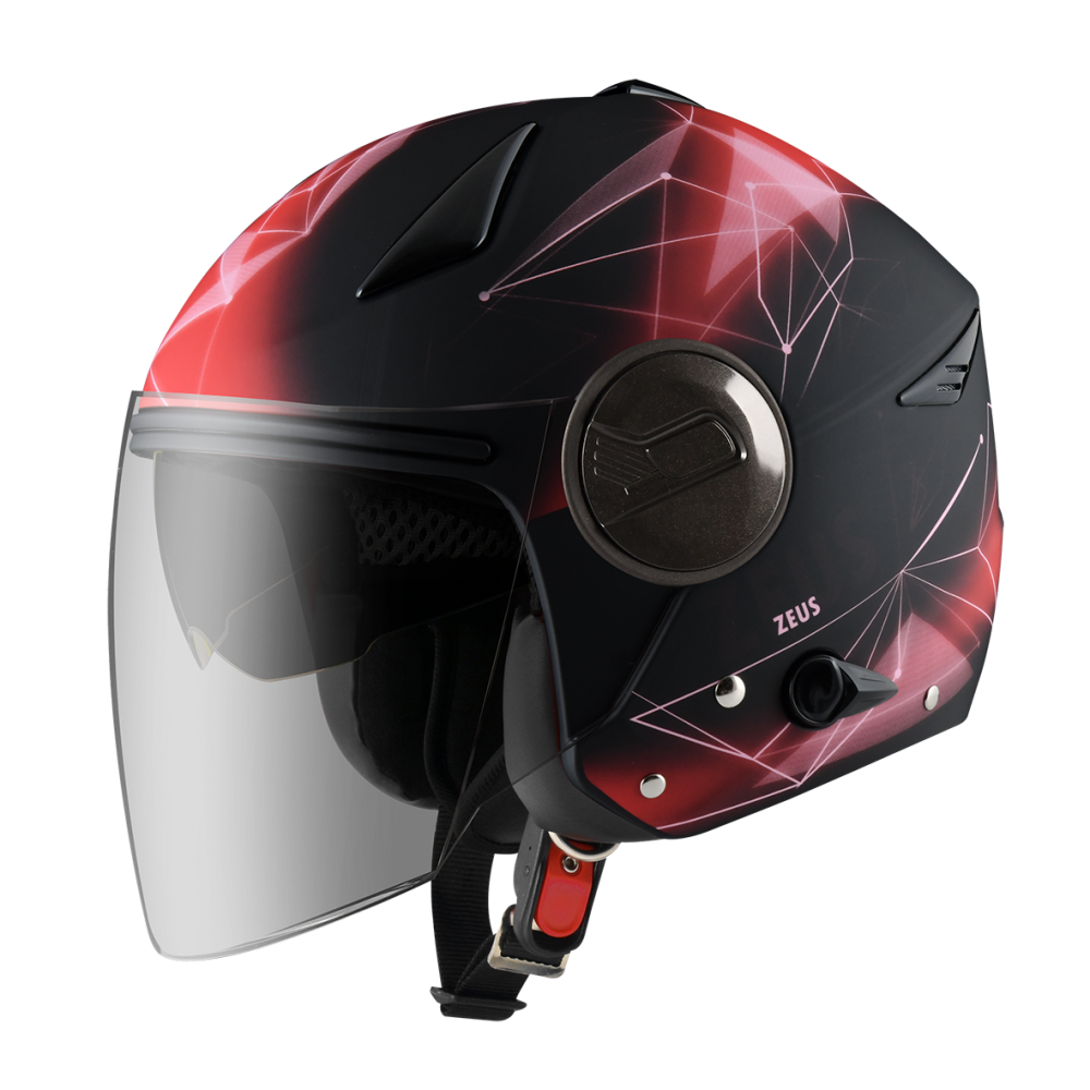 ZEUS ZS-612A 彩繪 AD18 消光黑/紅 3/4罩 雙鏡片