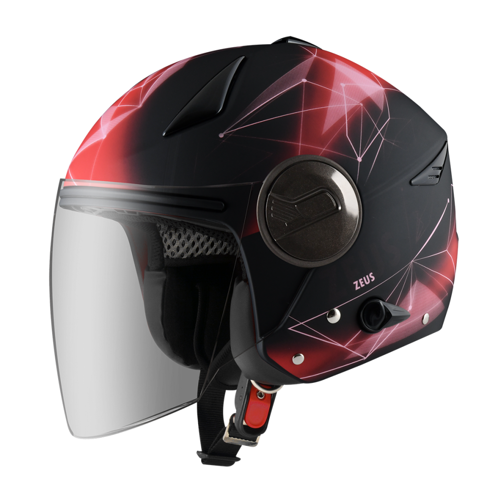 ZEUS ZS-612A 彩繪 AD18 消光黑/紅 3/4罩 雙鏡片