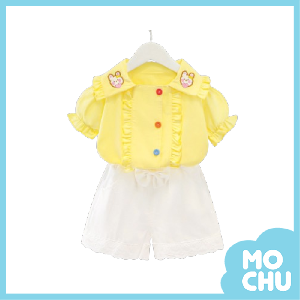 愛心兔彩釦花邊套裝(四色）