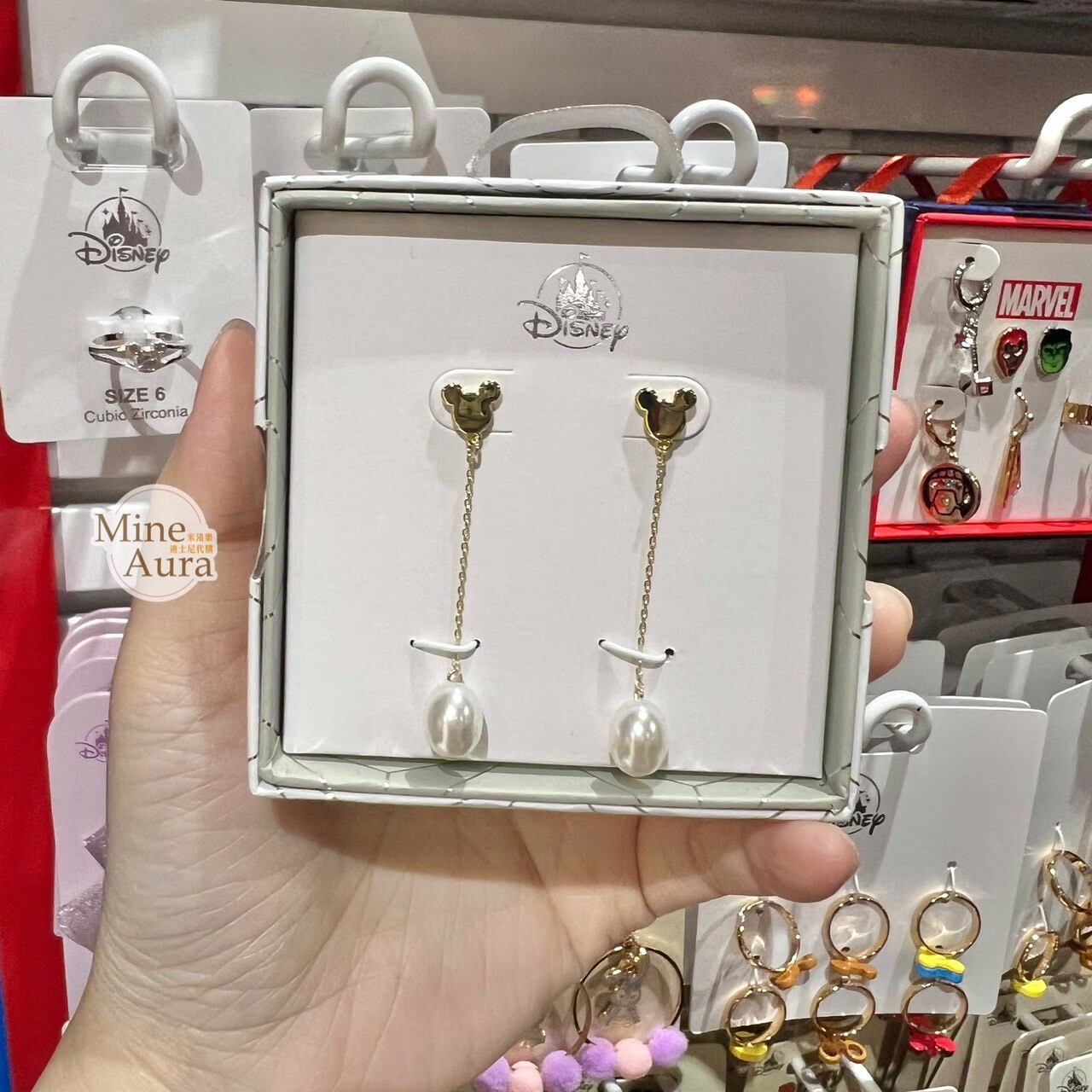 米奇 Mickey 米奇頭 珍珠墜飾 造型 耳環 (盒裝) 首飾 -香港迪士尼樂園