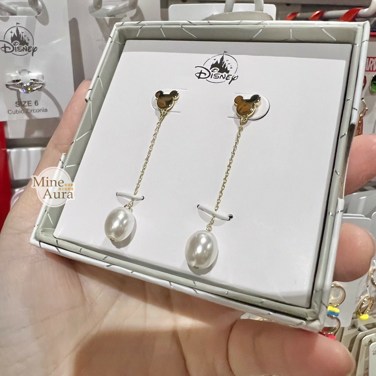 米奇 Mickey 米奇頭 珍珠墜飾 造型 耳環 (盒裝) 首飾 -香港迪士尼樂園