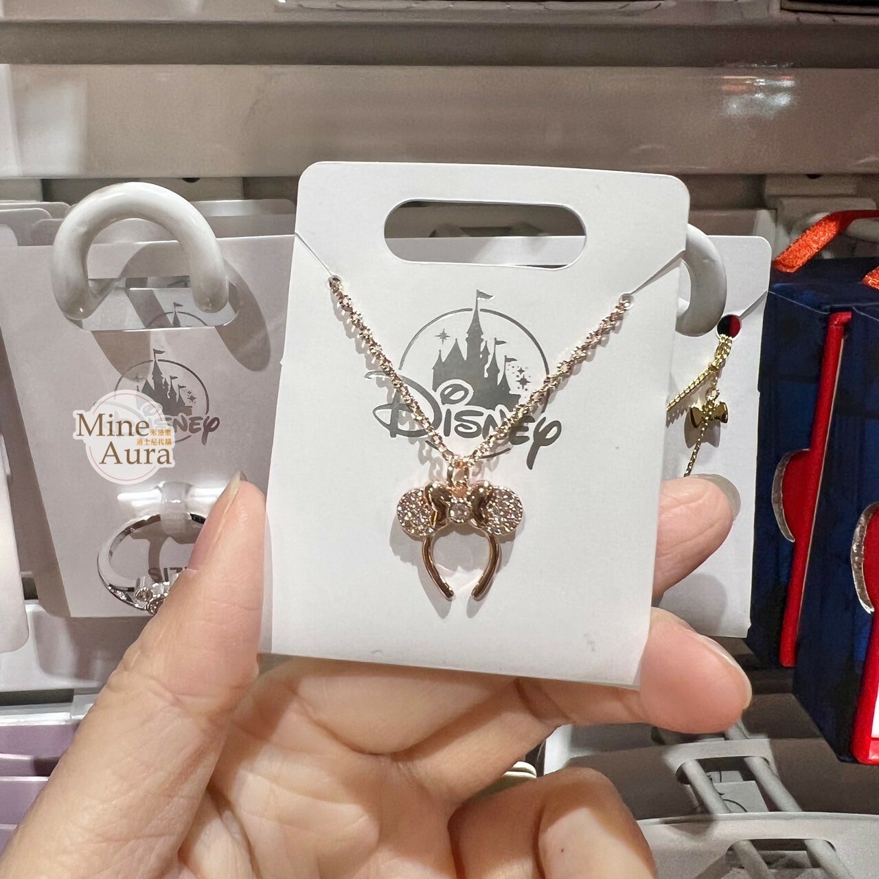 米妮 Minnie 亮鑽 蝴蝶結髮圈 造型 項鍊 首飾 -香港迪士尼樂園