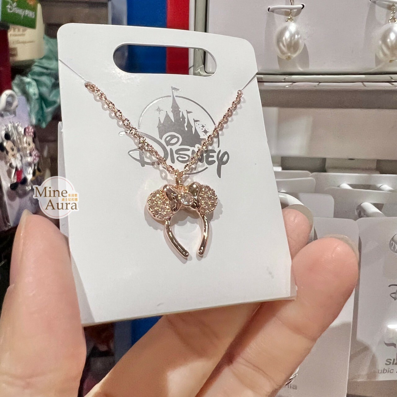 米妮 Minnie 亮鑽 蝴蝶結髮圈 造型 項鍊 首飾 -香港迪士尼樂園