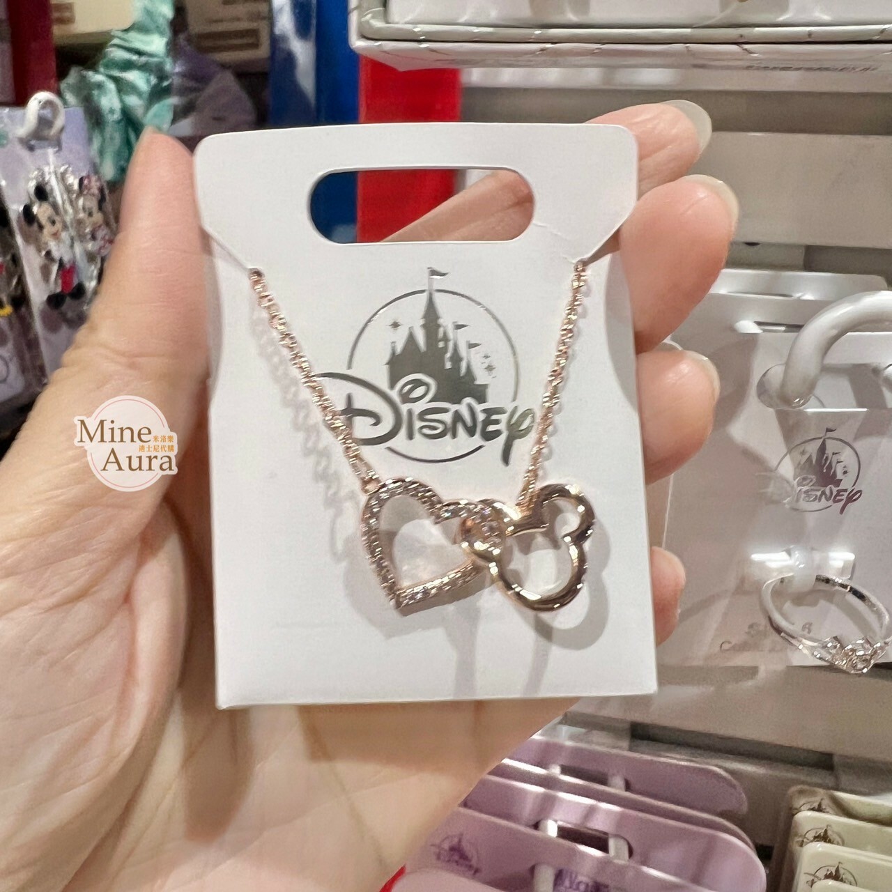 米奇 Mickey 愛心亮鑽 米奇頭 簍空 造型 項鍊 首飾 -香港迪士尼樂園