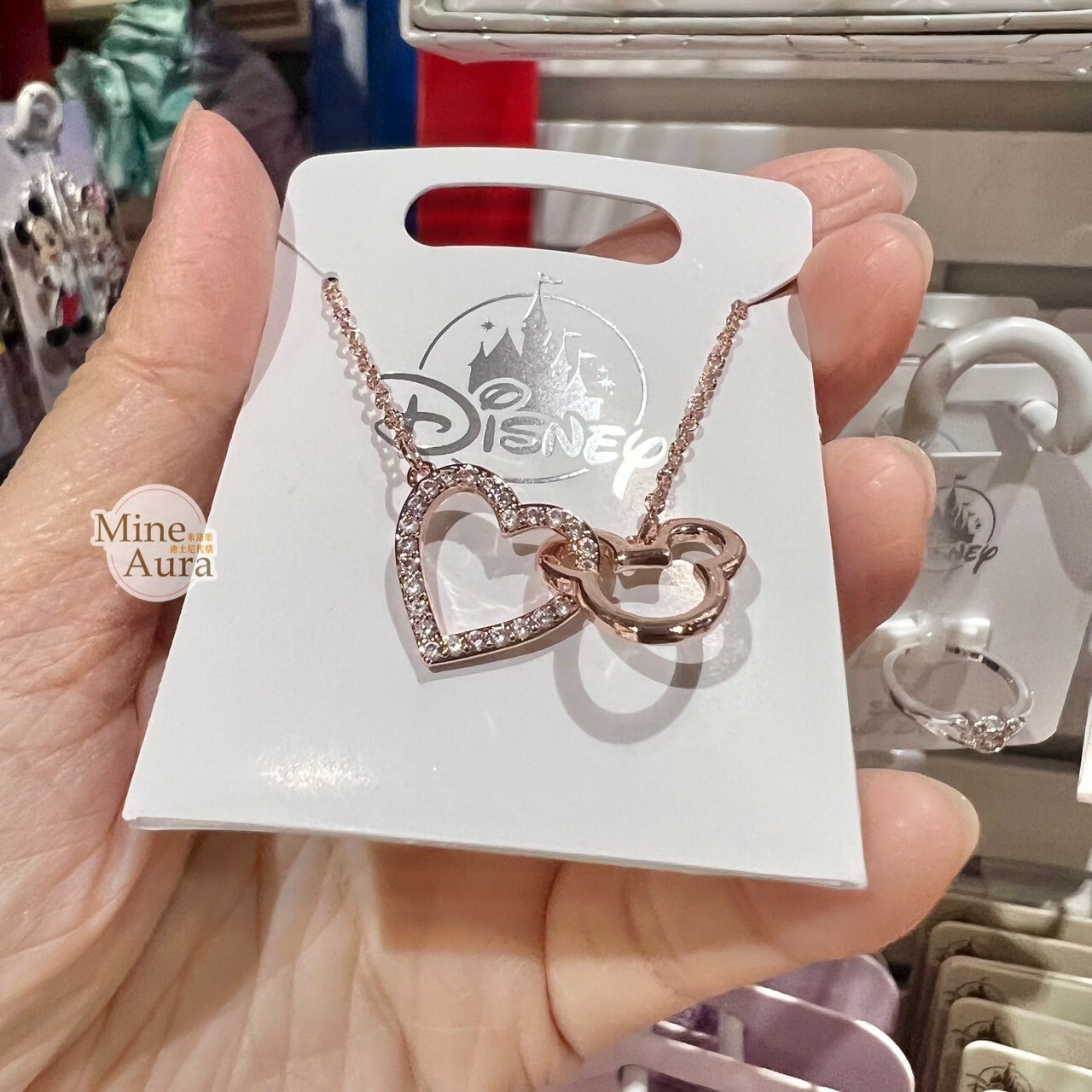 米奇 Mickey 愛心亮鑽 米奇頭 簍空 造型 項鍊 首飾 -香港迪士尼樂園