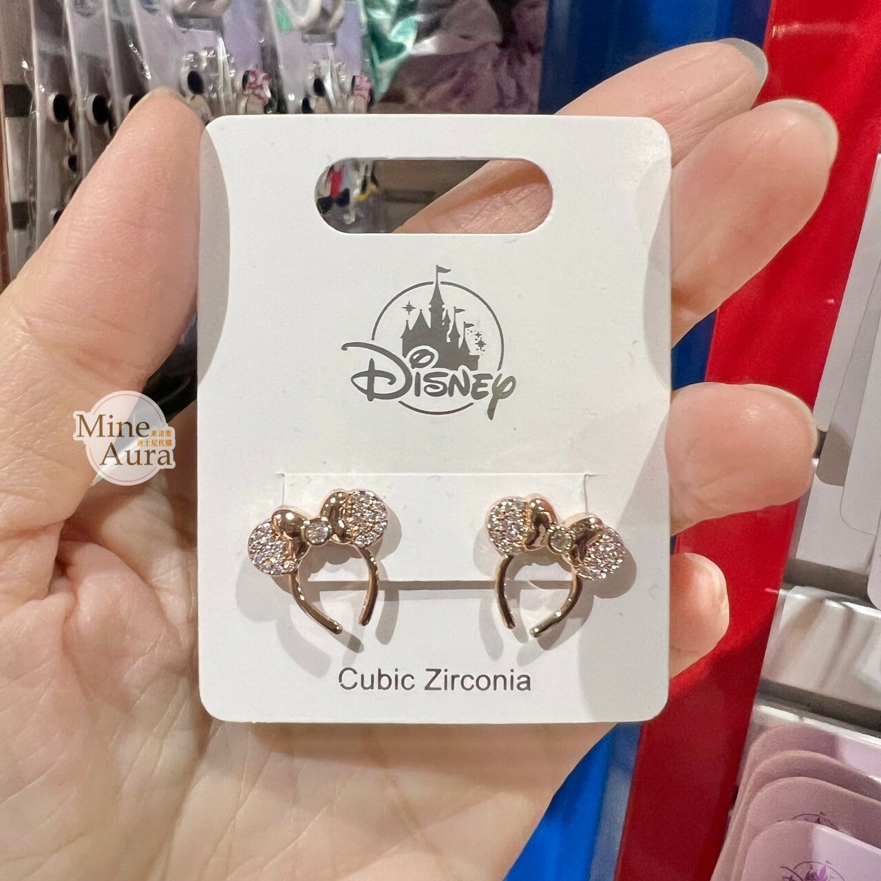 米妮 Minnie 亮鑽 蝴蝶結髮圈 造型 耳環 首飾 -香港迪士尼樂園