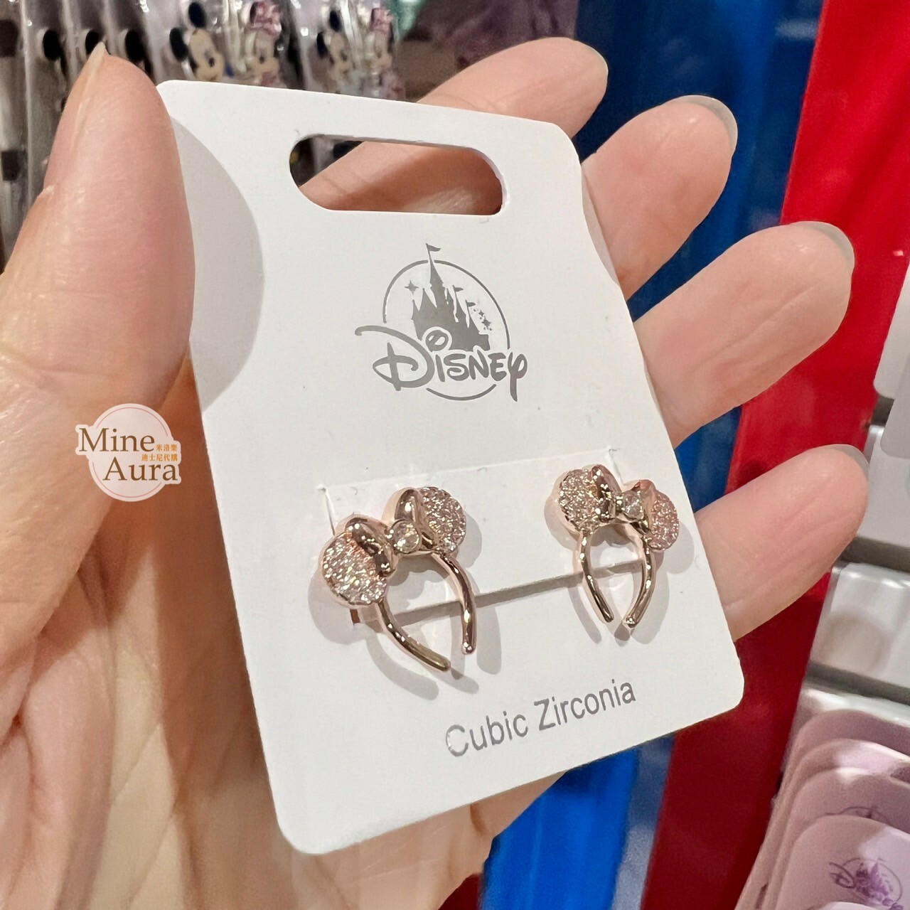 米妮 Minnie 亮鑽 蝴蝶結髮圈 造型 耳環 首飾 -香港迪士尼樂園